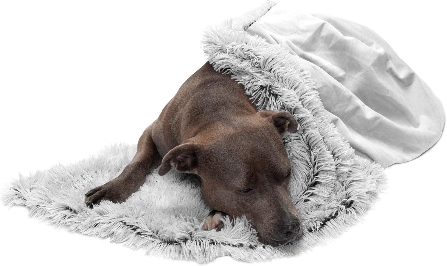 Large Mist Gray Faux Fur and Velvet Waterproof Pet Blanket