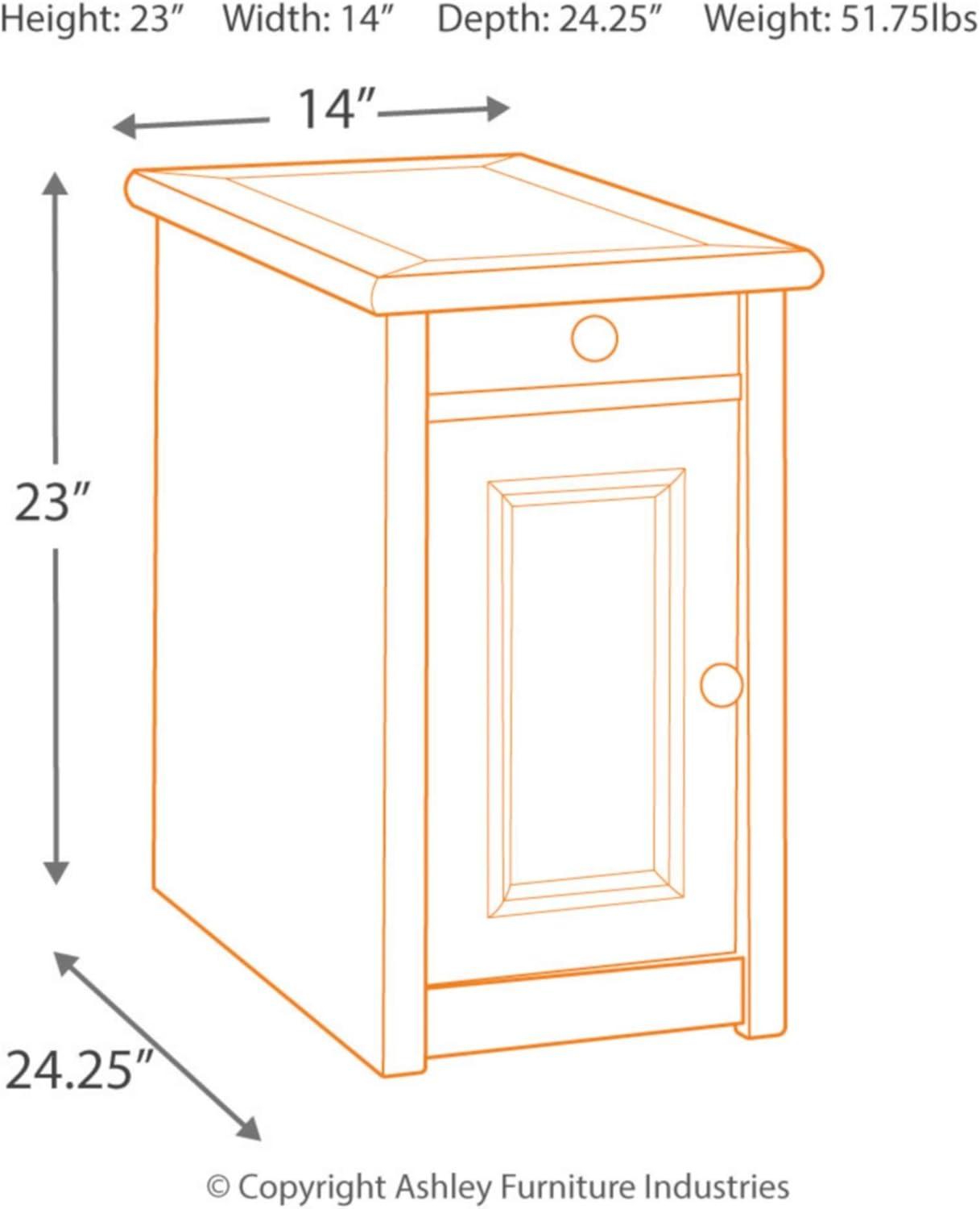 Signature Design by Ashley Bolanburg Chair Side End Table Brown/White: Vintage Style, USB Ports, Storage Cabinet