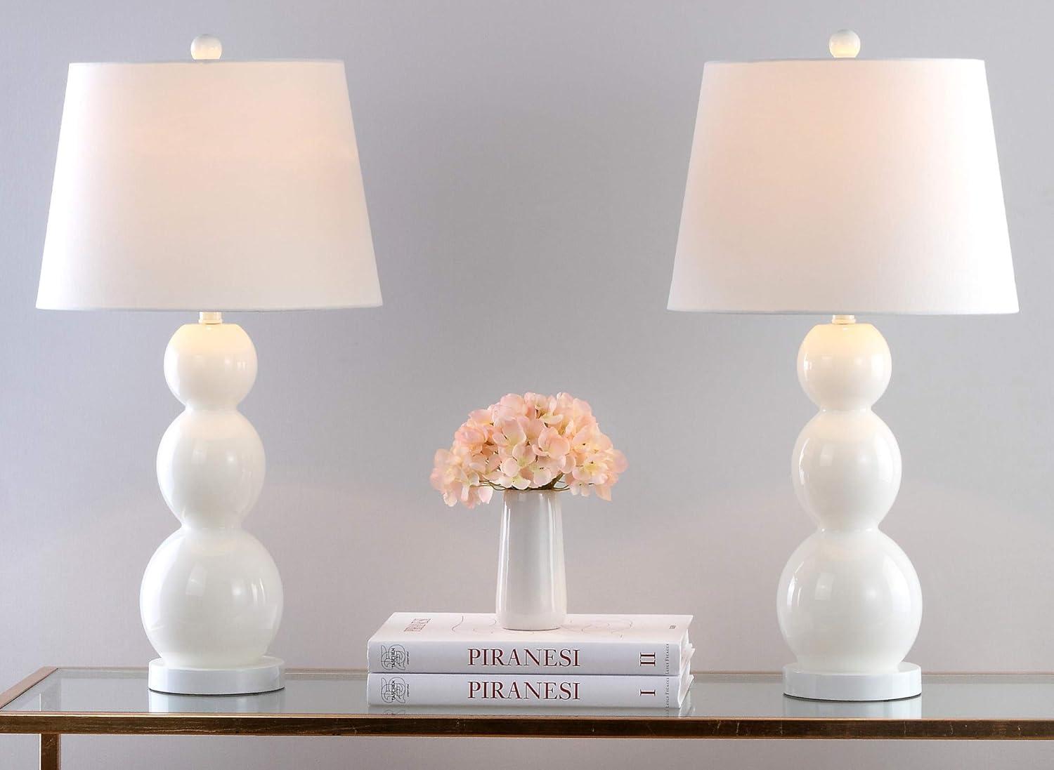 Jayne 3 Sphere Table Lamp (Set of 2) - 26.5 Inch Height - LIT4089 - White - Safavieh