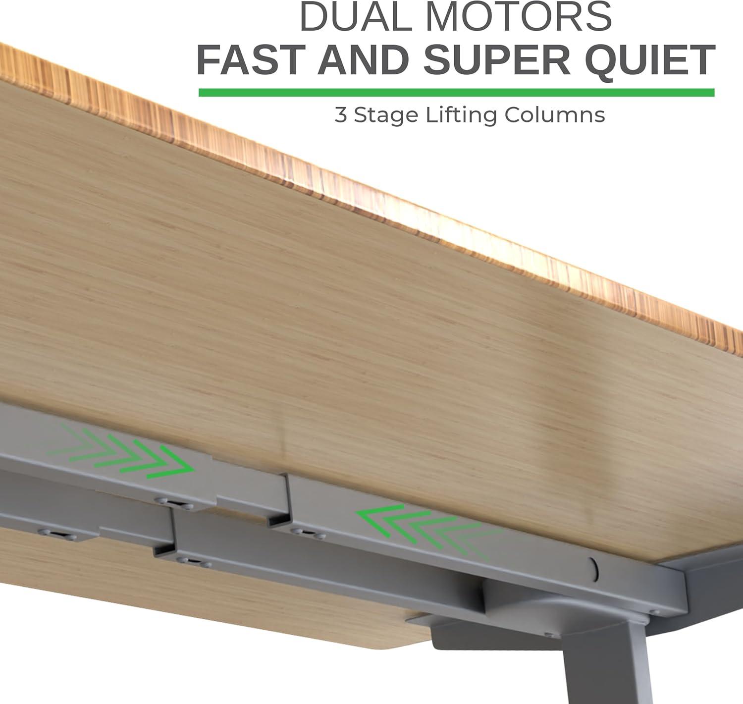 Rise UP Electric Standing Desk adjustable height desk 24-49" dual motor one piece 60x30" bamboo desktop height adjustable desk adjustable standing desk stand up desk sit to stand desk rising desk