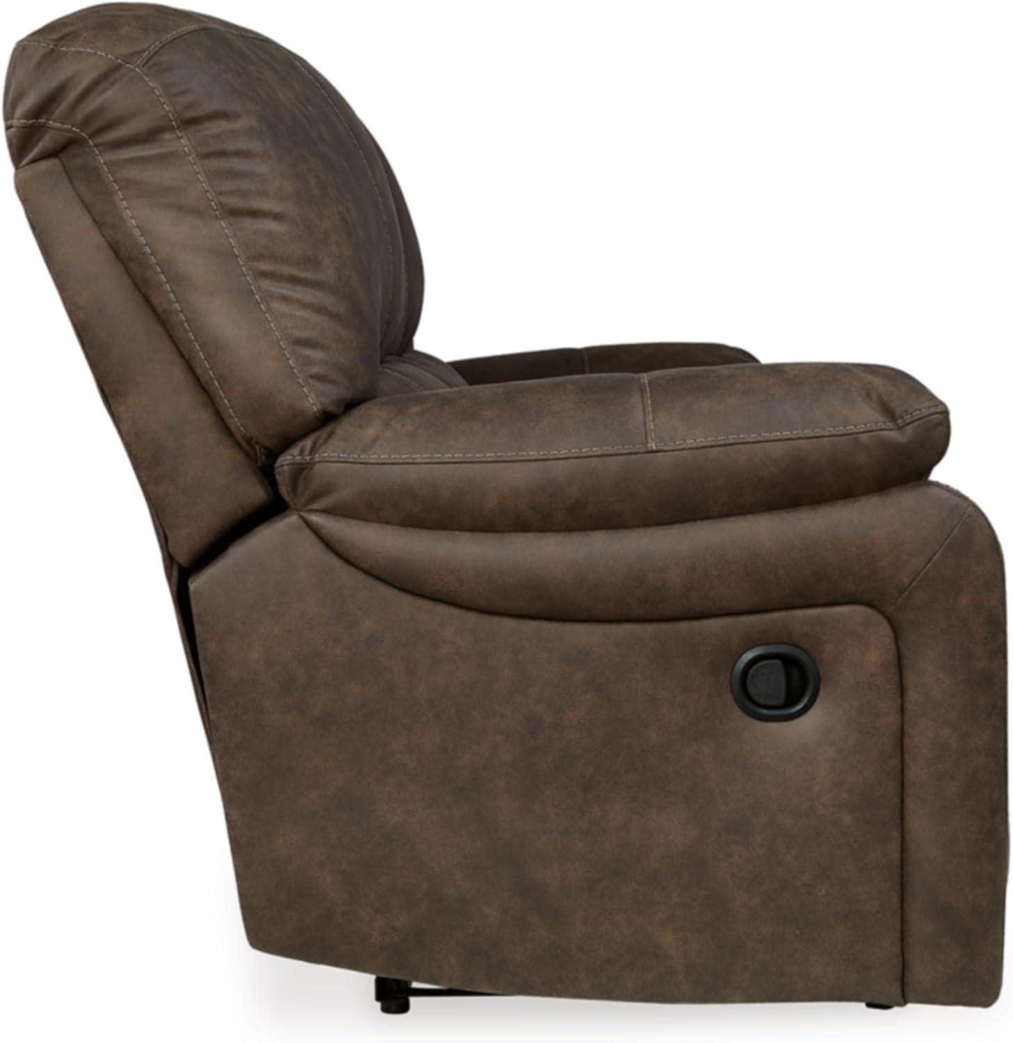 Brown Faux Leather Manual Reclining Sofa with Pillow-top Arms