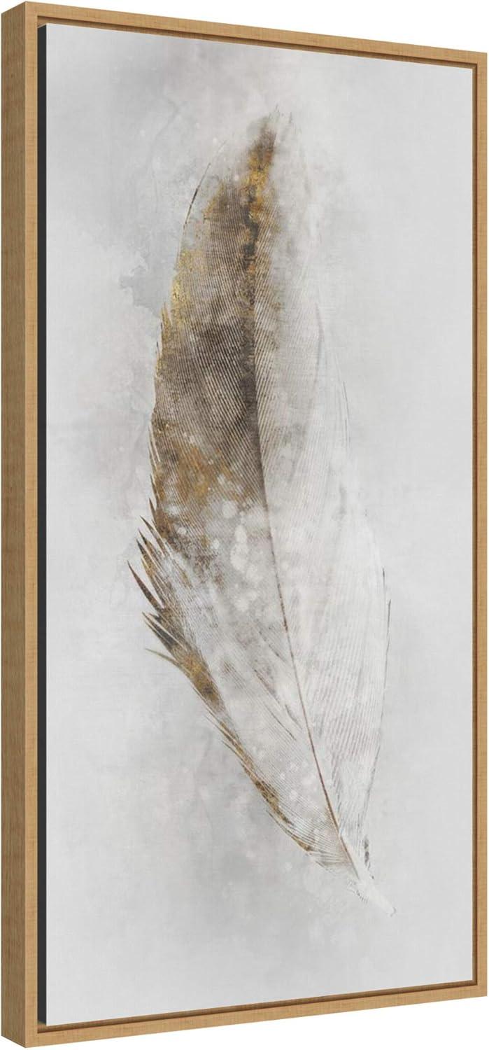 Amanti Art Golden Feather II by Ken Roko Canvas Wall Art Print Framed 14 x 27-in.