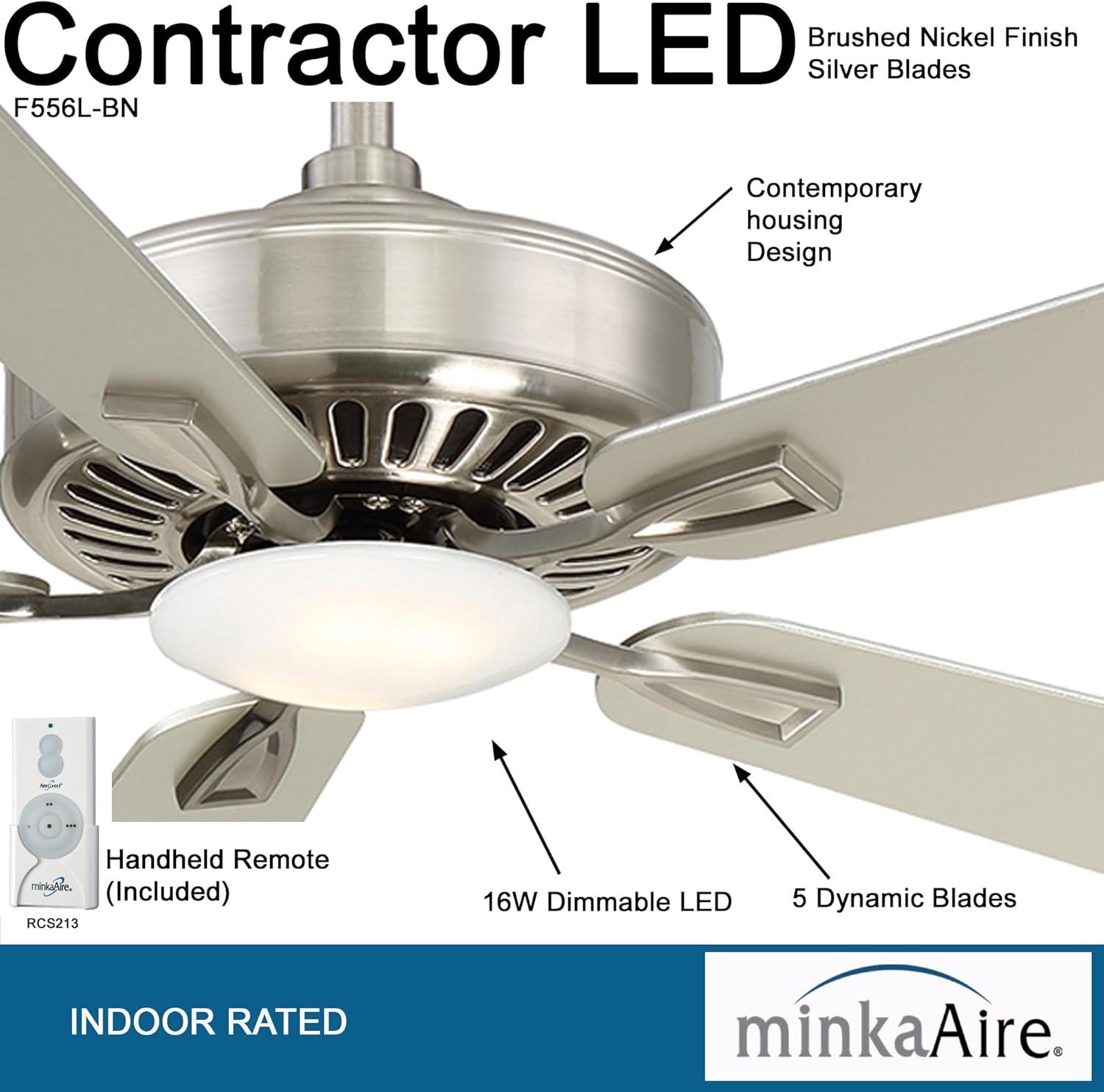 52" Contractor 5 - Blade LED Propeller Ceiling Fan with Remote Control and Light Kit Included