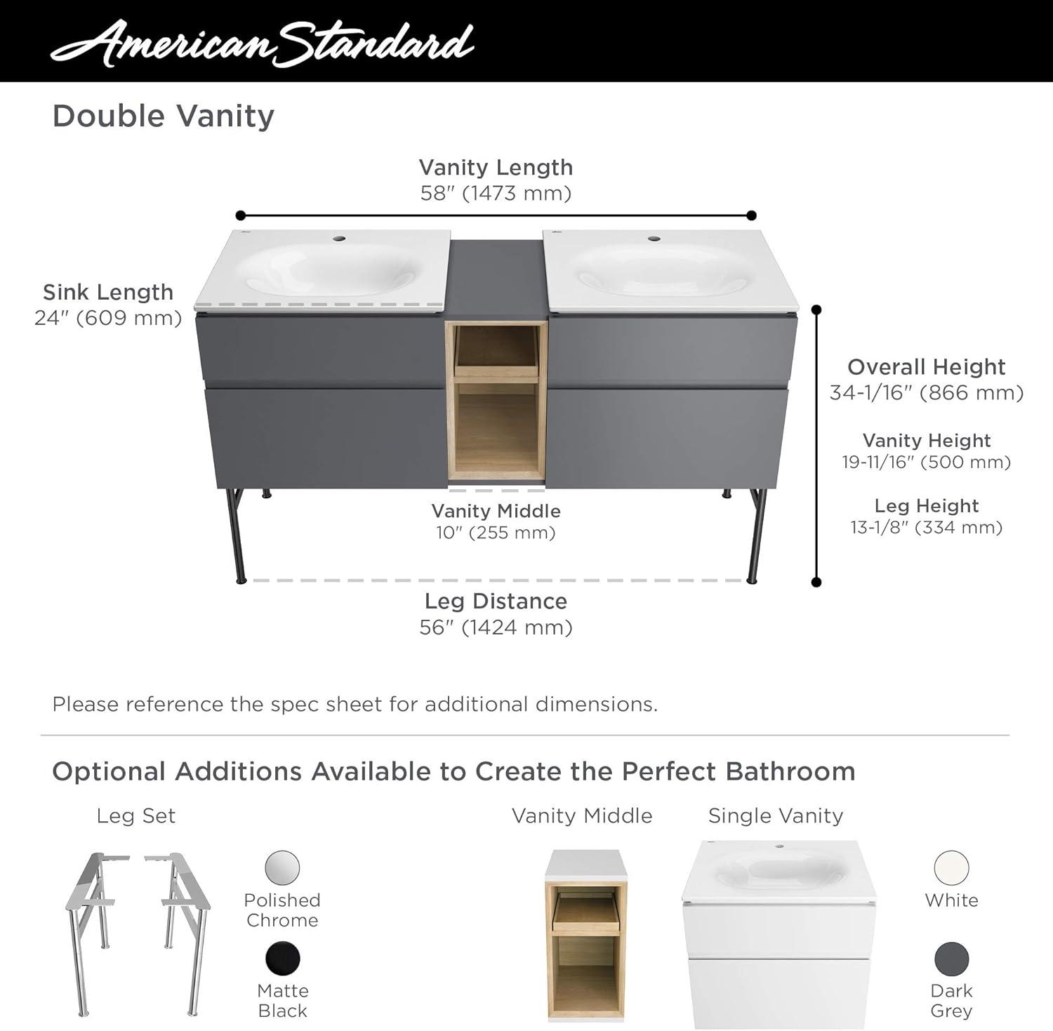 American Standard Studio S 20'' White Vitreous China Rectangular Bathroom Sink with Overflow