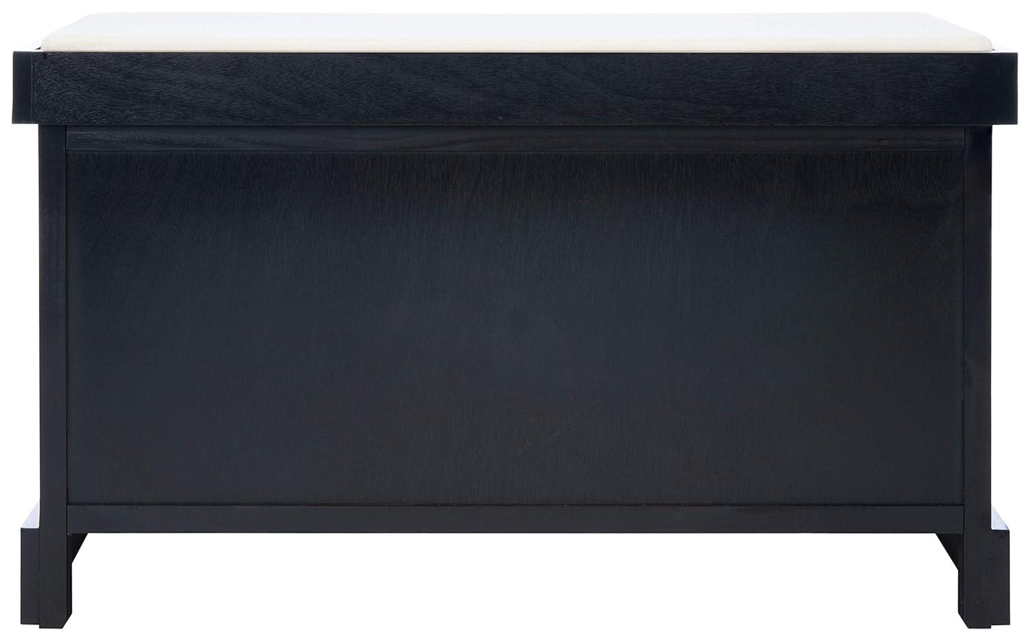 Landers 2 Drawer/Cushion Storage Bench - Black - Safavieh