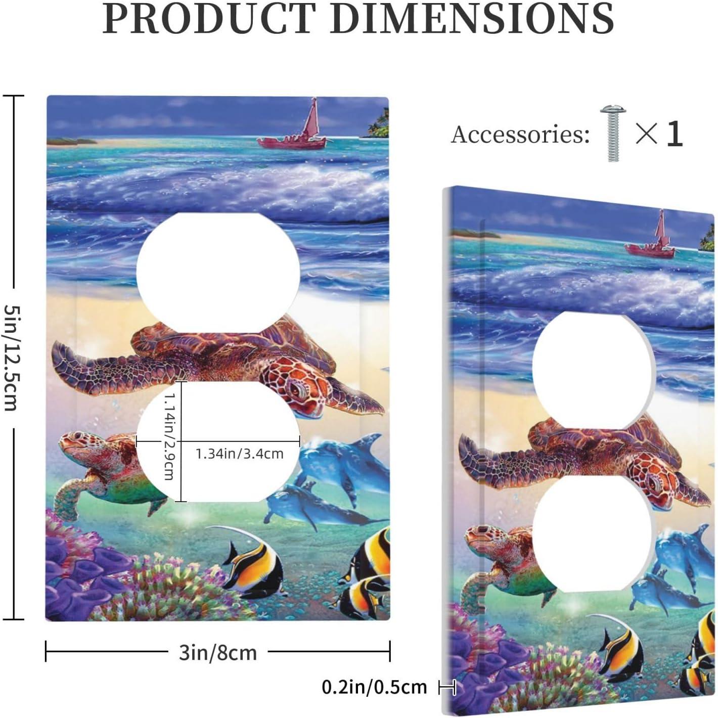 SKQIT Outlet Covers Wall Plate, Sea Turtle Print Decorative Light Switch Plates for Office Home Bathroom Kitchen