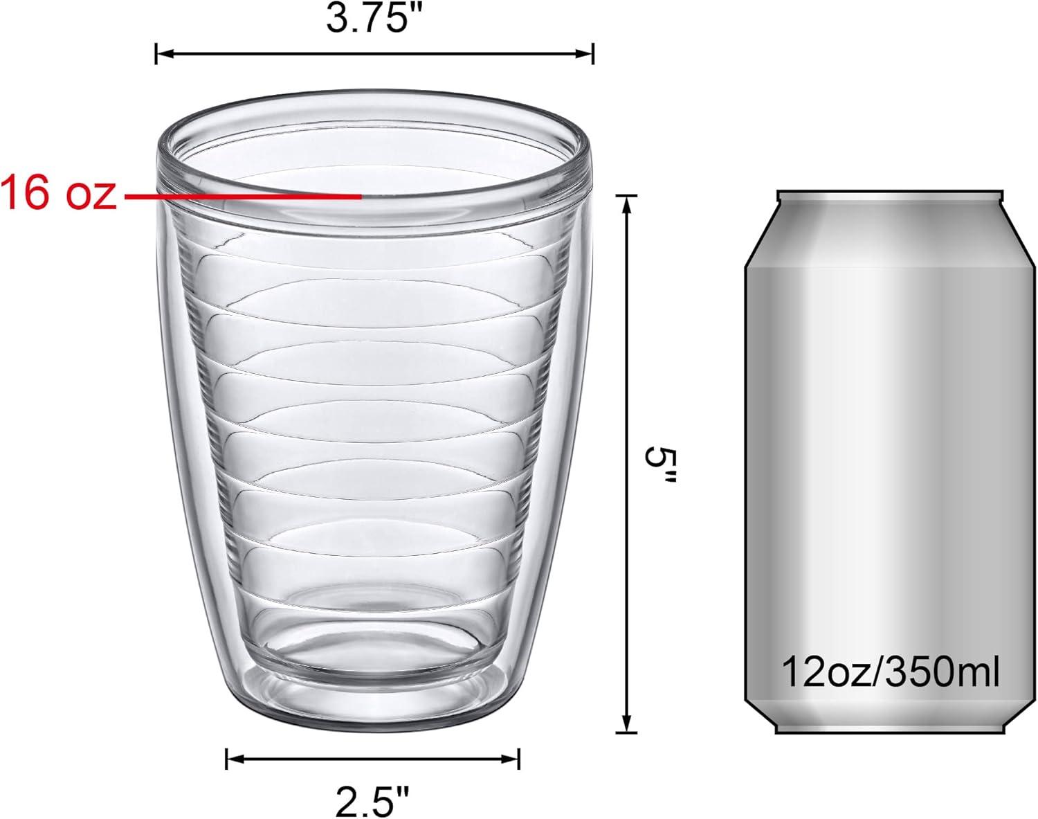 Amazing Abby - Alaska - 16-Ounce Insulated Plastic Tumblers (Set of 4), Double-Wall Plastic Drinking Glasses, All-Clear Reusable Plastic Cups, BPA-Free, Shatter-Proof, Dishwasher-Safe