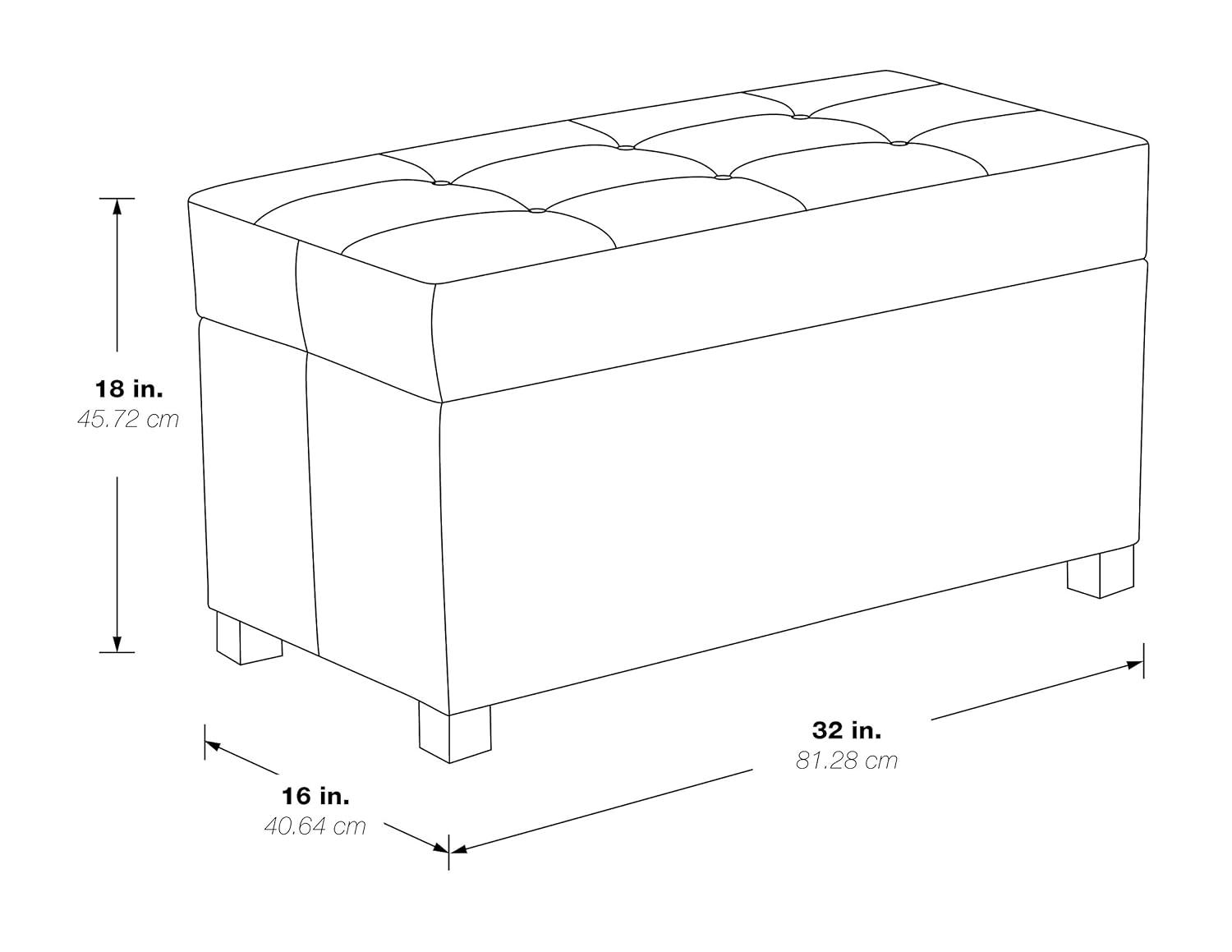 Cream Tufted Fabric Storage Ottoman with Wood Legs