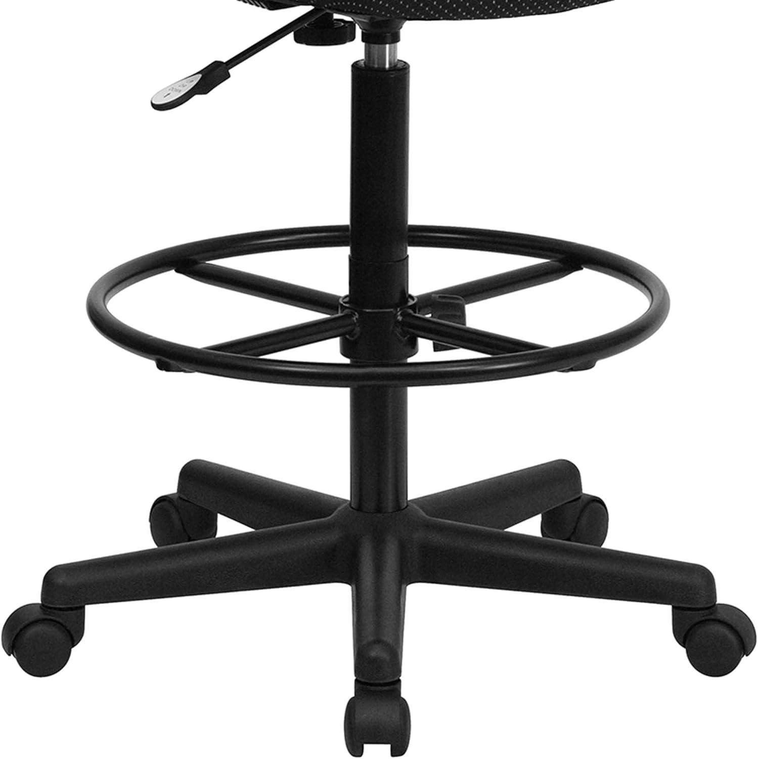 Black Adjustable Swivel Drafting Chair with Foot Ring