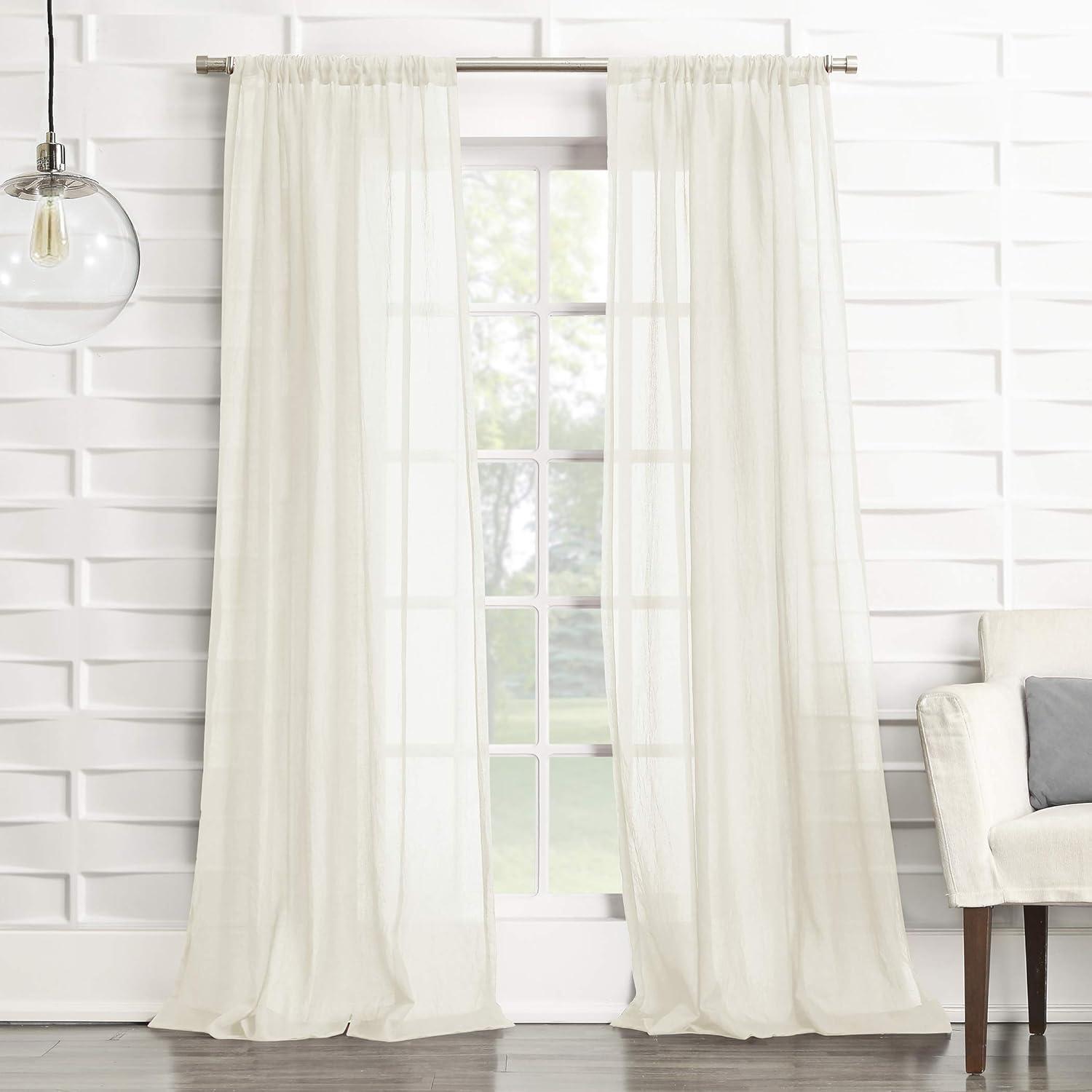 No. 918 Sheer Avril Crushed Texture Rod Pocket Curtain Panel