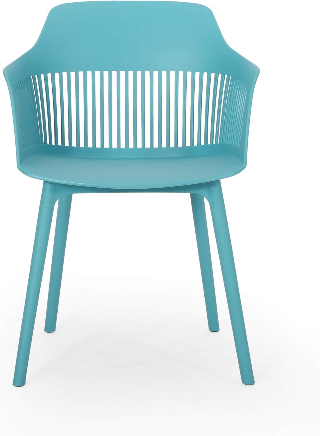 Dahlia 2pk Resin Modern Dining Chair - Teal - Christopher Knight Home: Weather-Resistant, for Outdoor Use