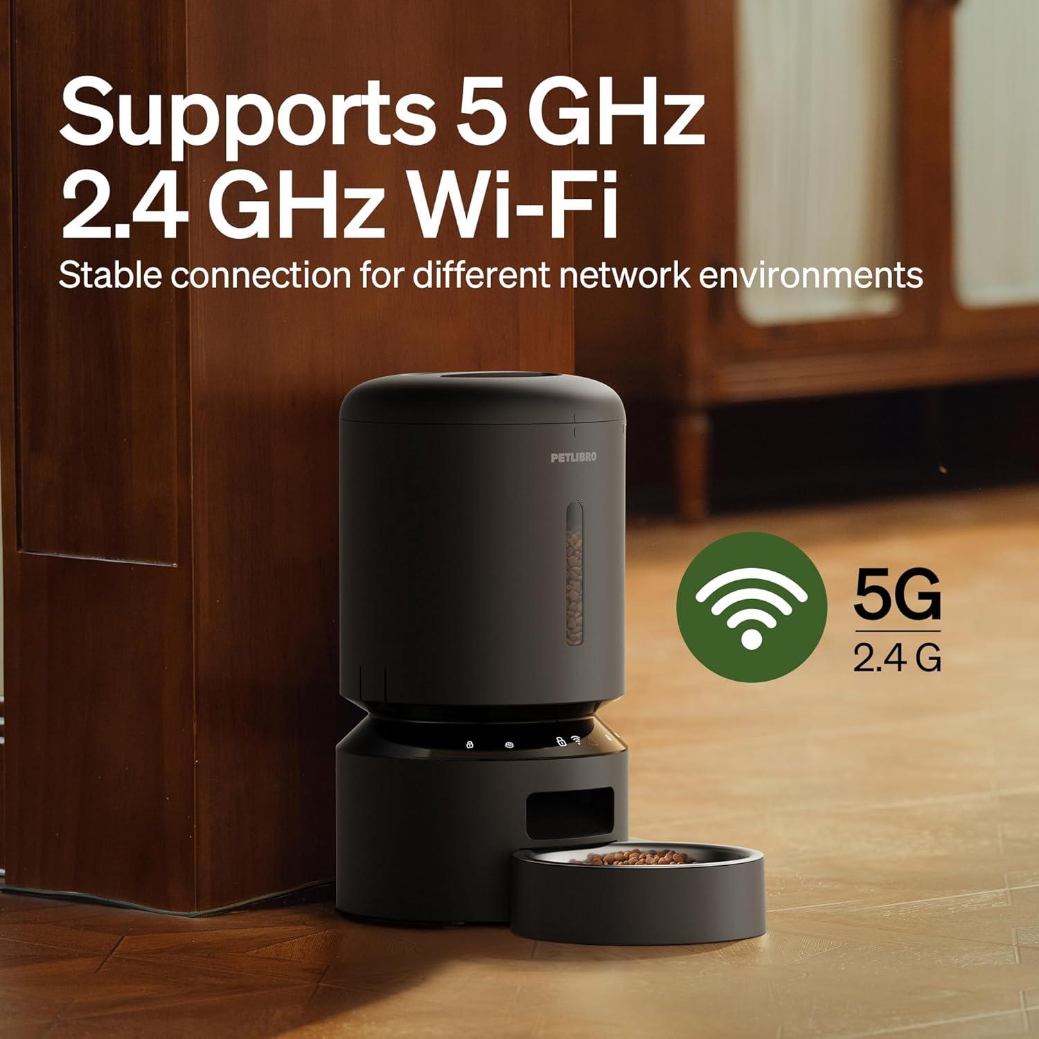 Automatic Cat Feeder, 5G Wifi Automatic Dog Feeder With Freshness Preservation,  Timed Cat Feeder With Low Food Sensor, Up To 10 Meals Per Day, Granary Pet Feeder For Cats