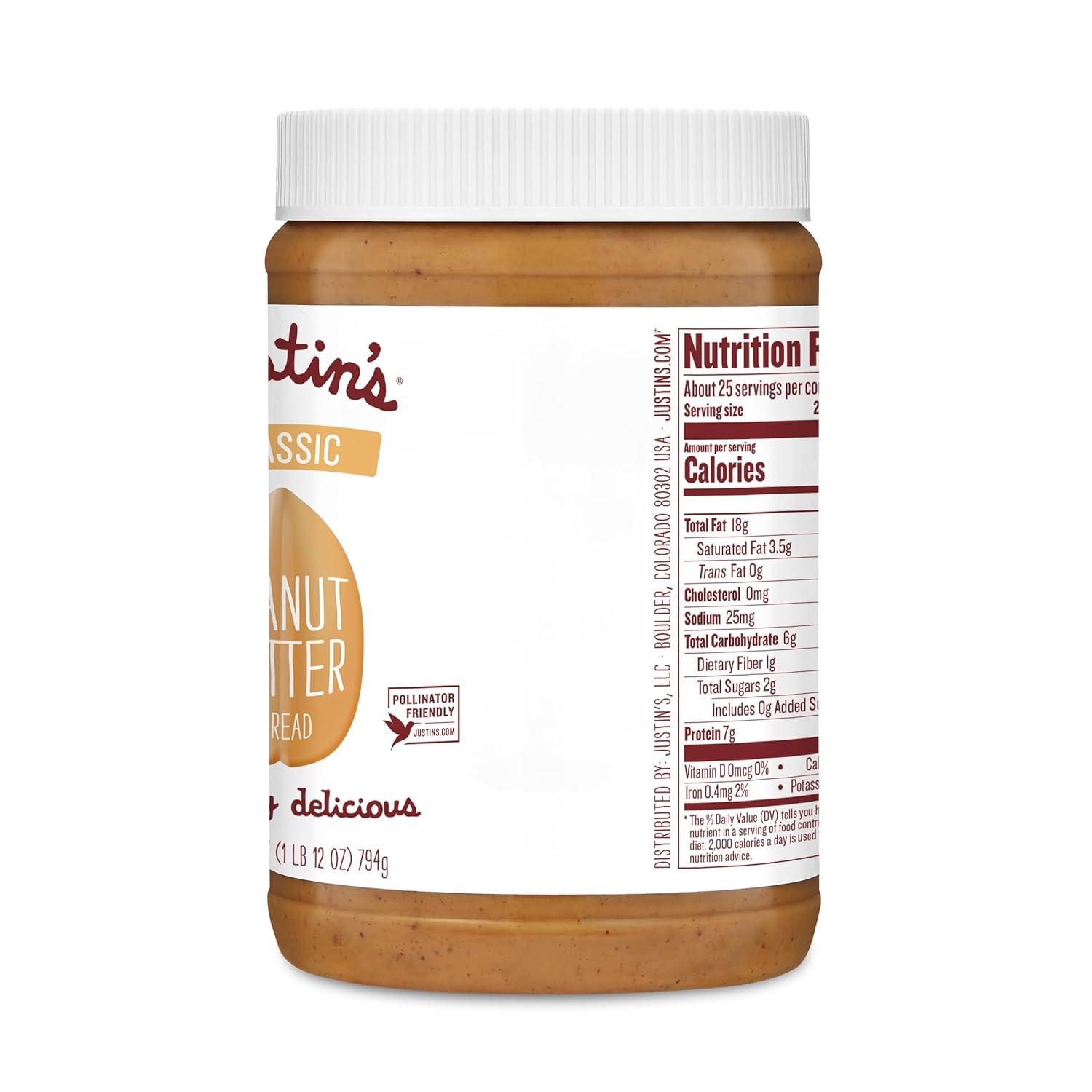 Justin's Classic Peanut Butter Spread, 28 oz Jar