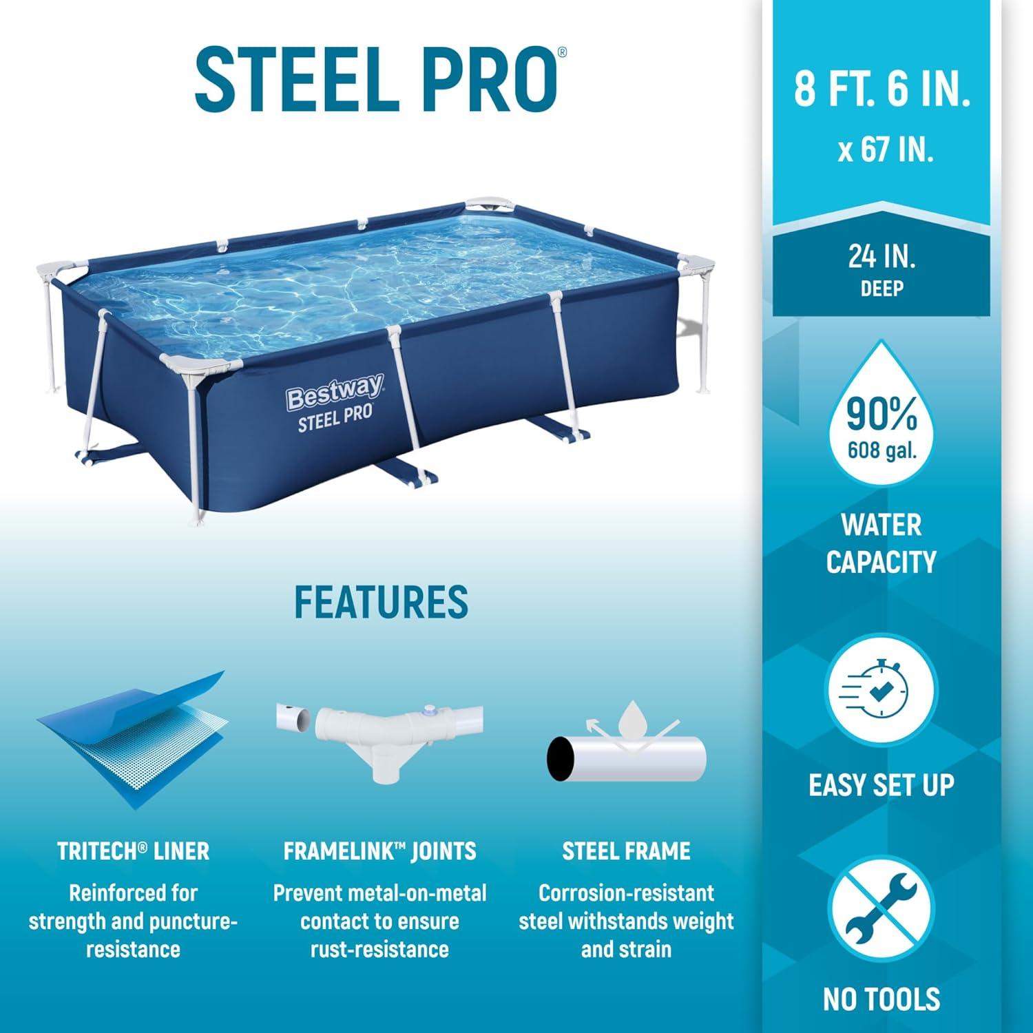 Bestway Bestway Steel Pro Rectangular Above Ground Swimming Pool Set