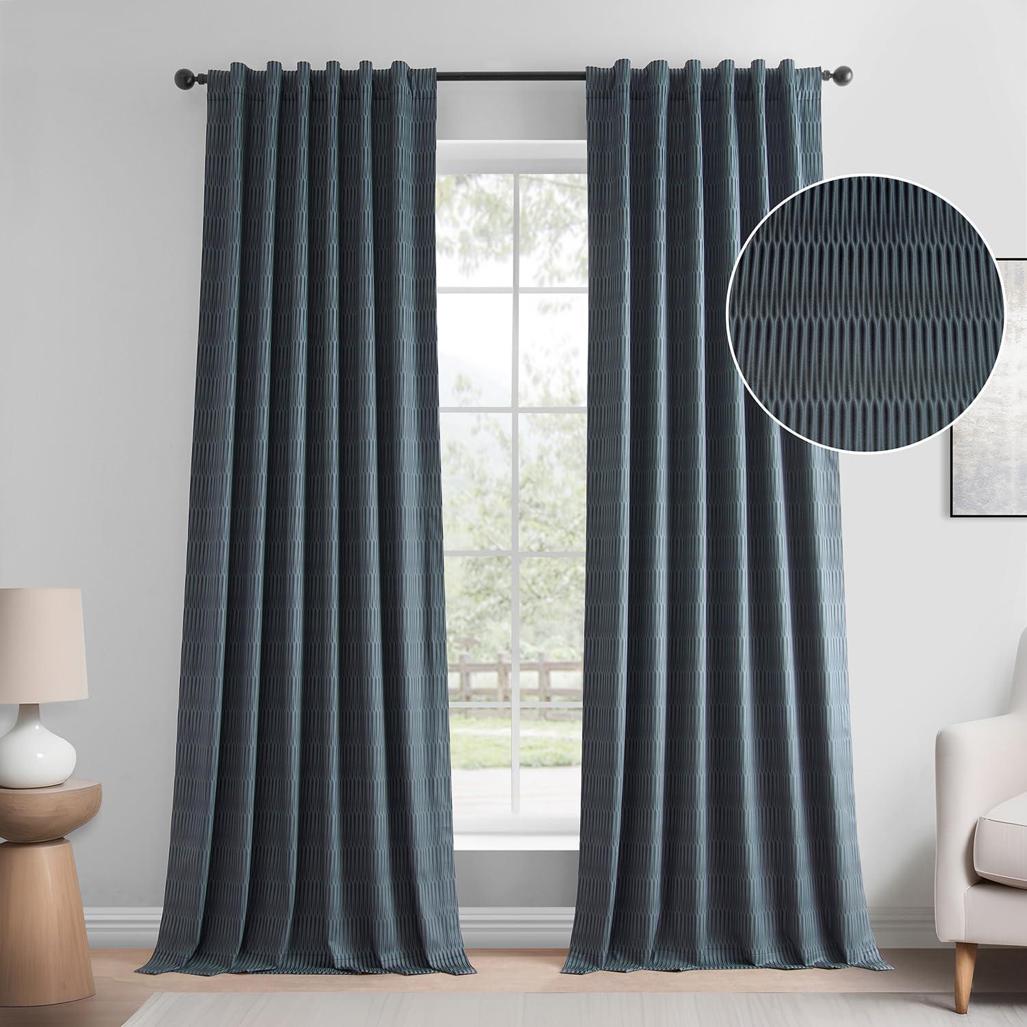 Deep Blue Velvet Room-Darkening Ground Length Drapes