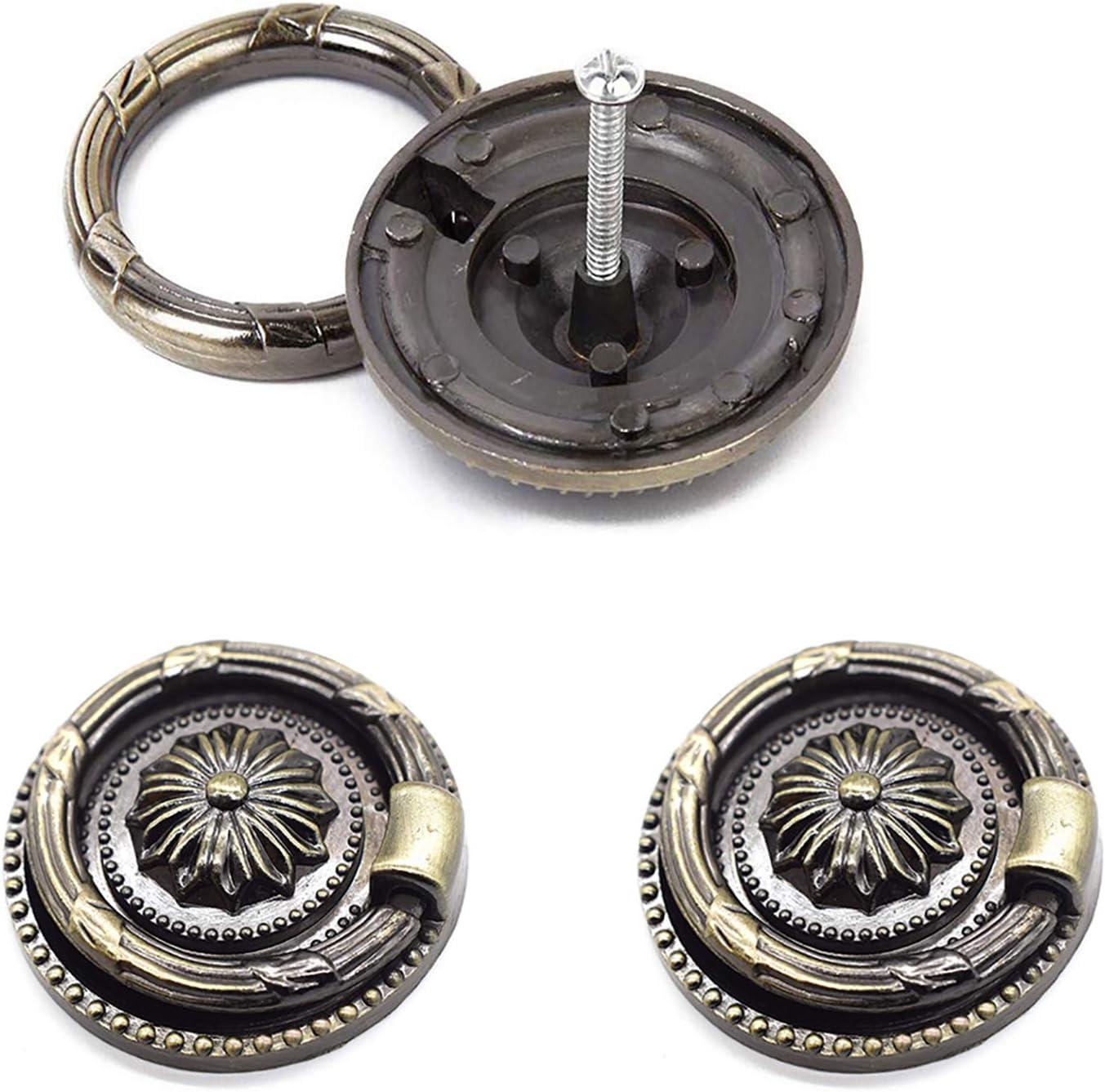 YankMooM Antique Dresser Knobs Bronze Ring Drawer Pulls Round Drawer Handles Vintage Cabinet Knob 1.77 Inch for Nightstand Cupboard Drawer Cabinet Pull(6 Pack)