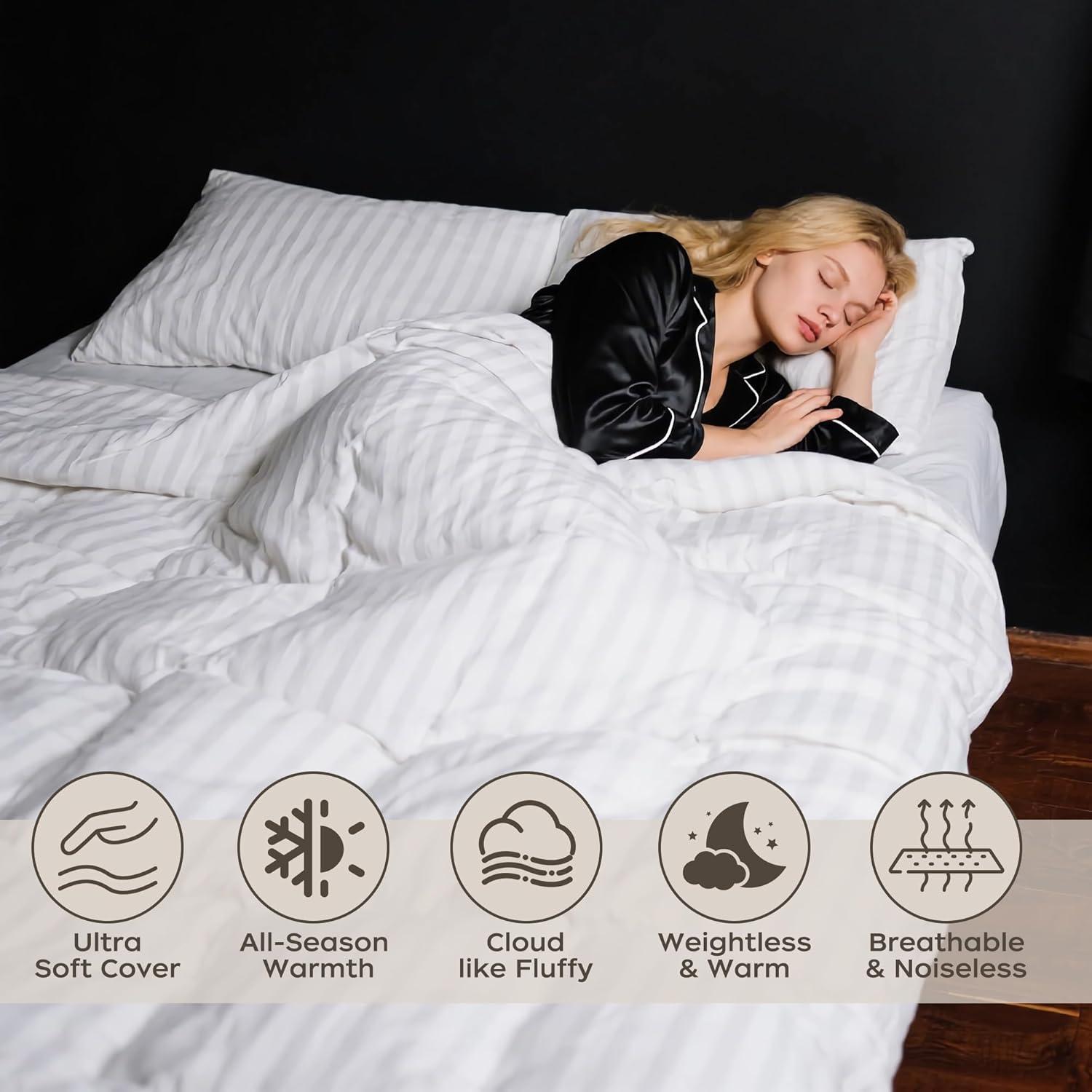 Peace Nest 600 Fill Power Goose Down and Feather All Season Comforter Duvet Insert