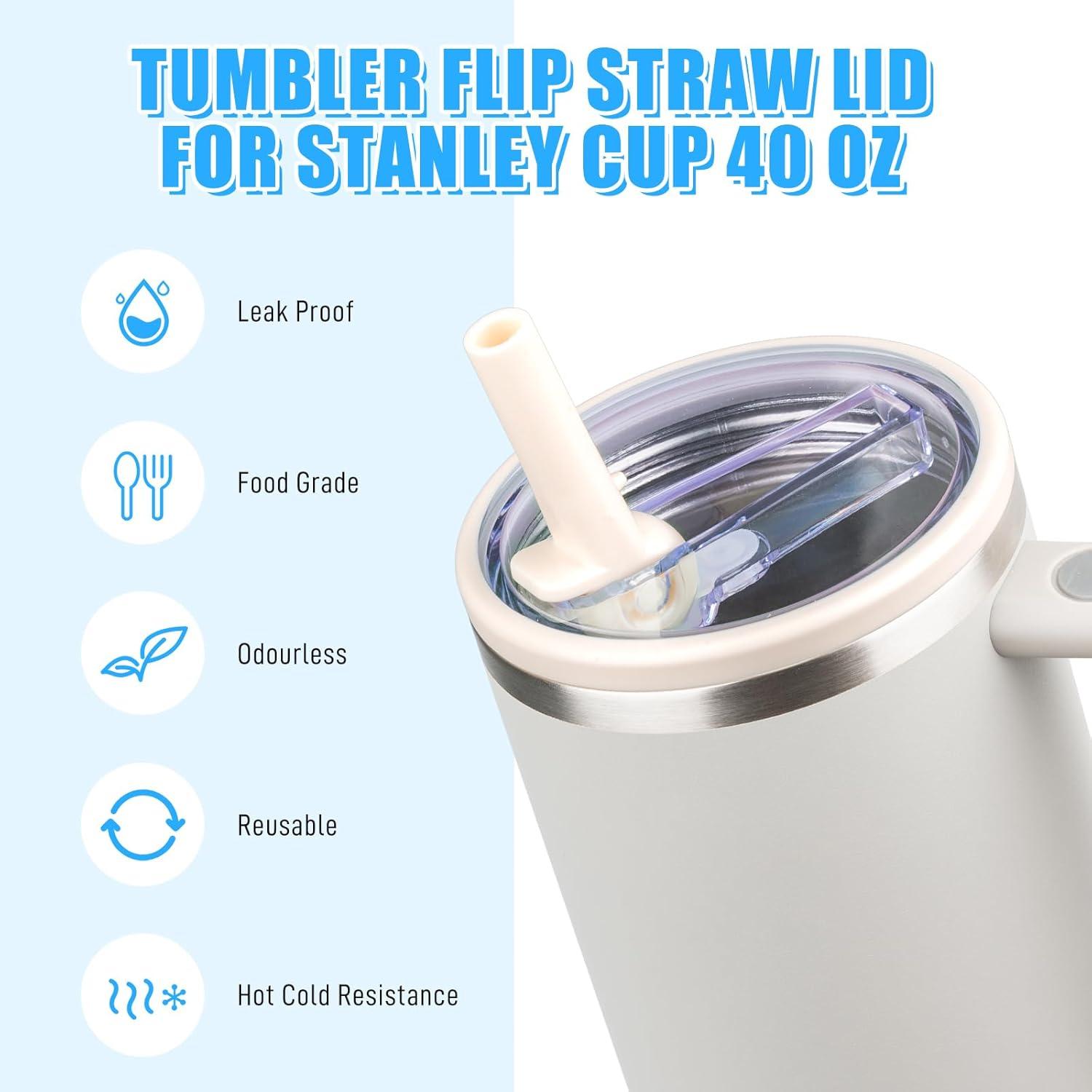 Flip Straw Lid 2 Pack for 40 oz Tumbler - Spill Proof Cover - Splash Resistant - Traveler