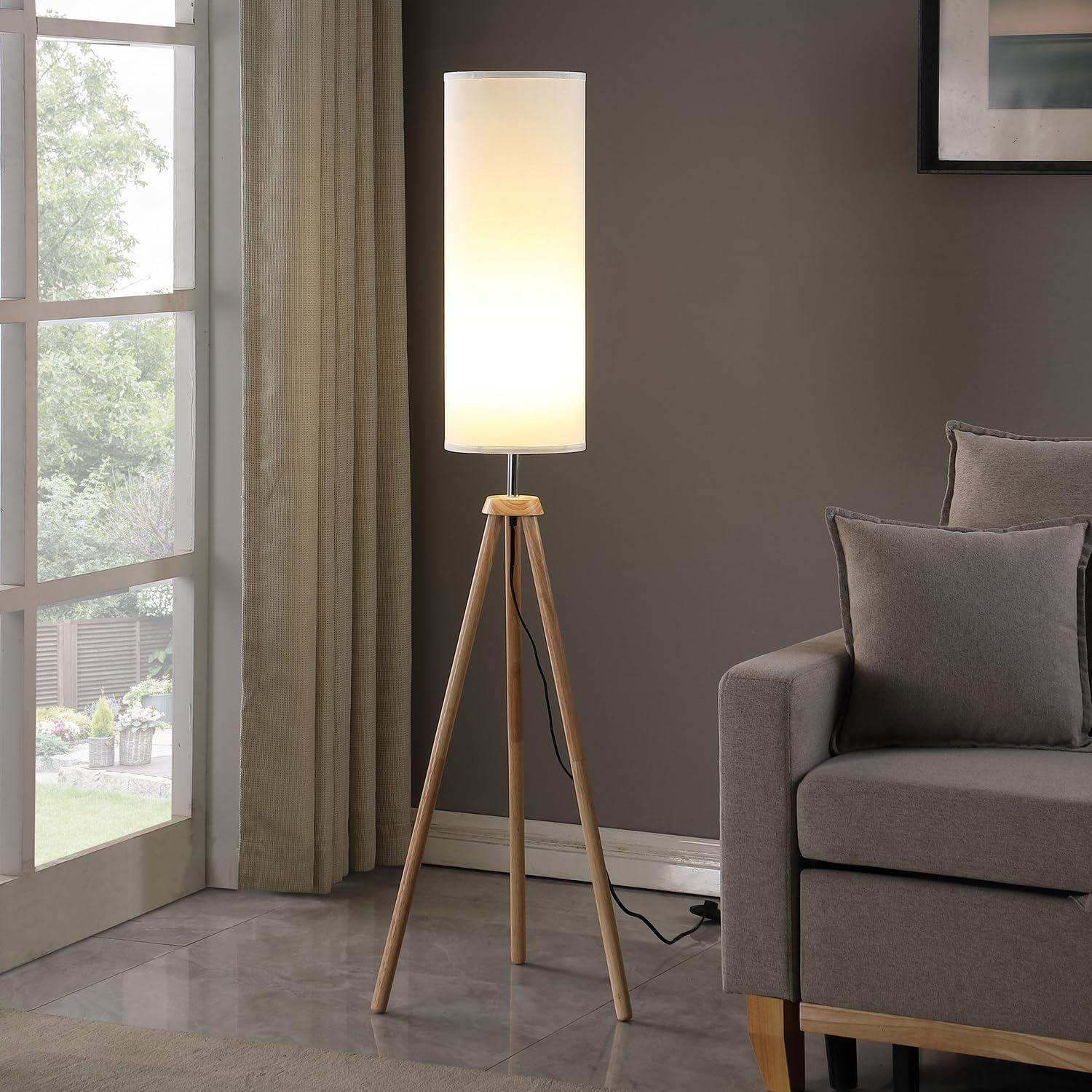 58.5" Lauren Modern Tripod Floor Lamp with Linen Shade - Ore International: UL Listed, Push Button Switch