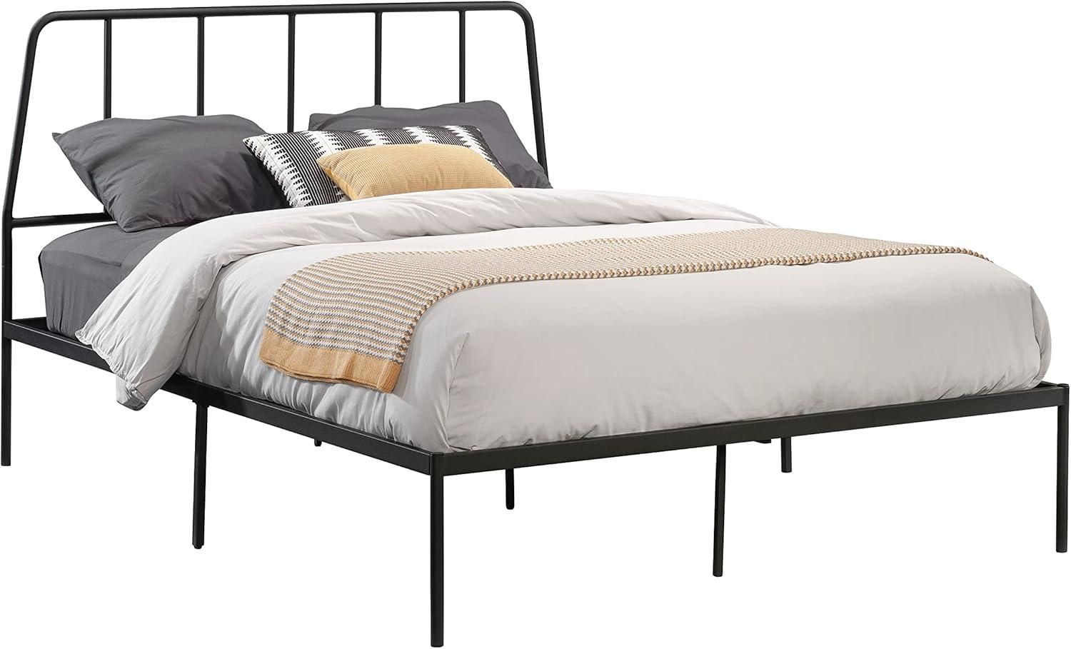 Harvey Park Black Metal Queen Platform Bed with Headboard