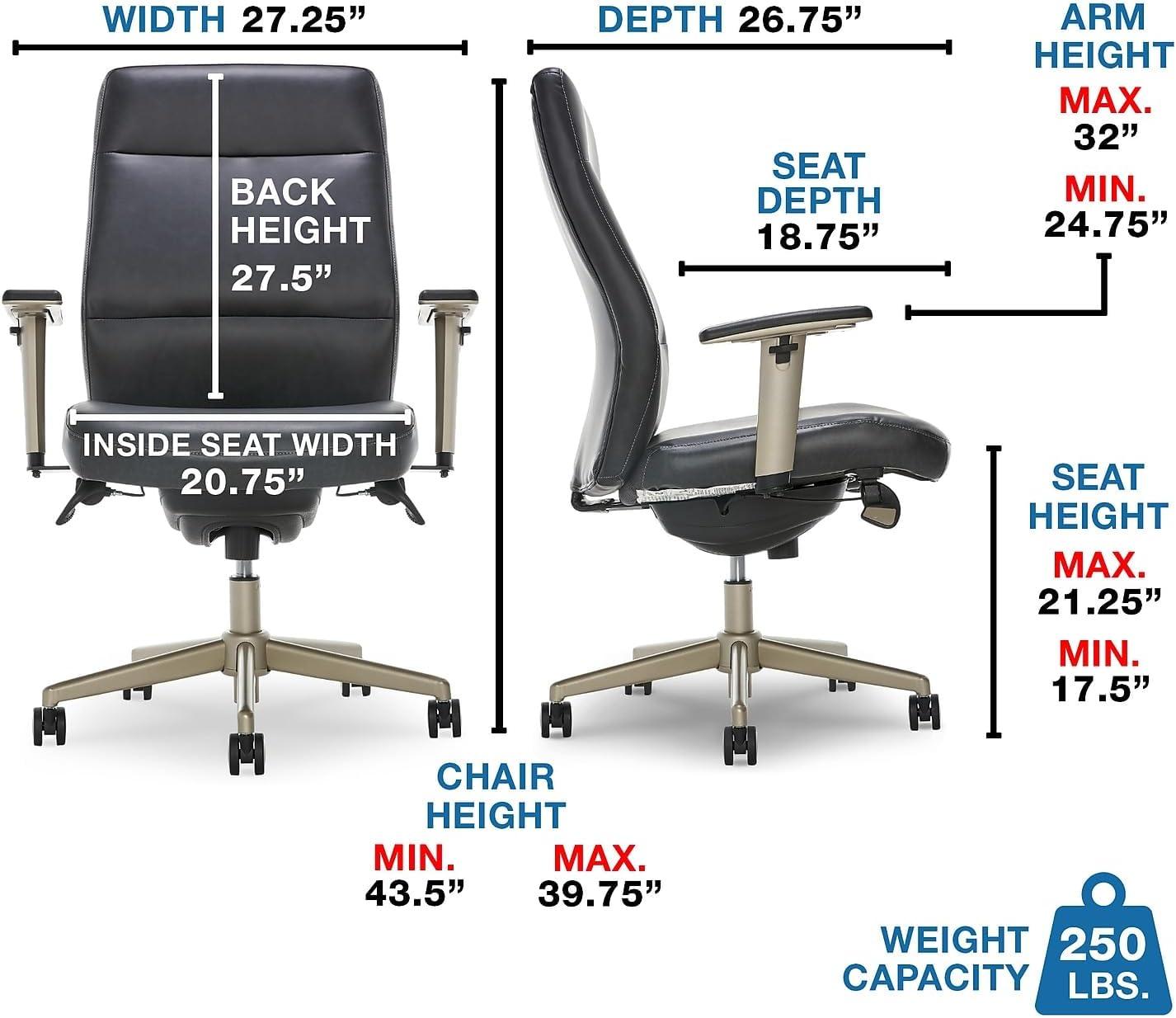 LZB Modern Baylor Executive Office Chair Black - La-Z-Boy: Ergonomic, Adjustable Arms, Cushioned
