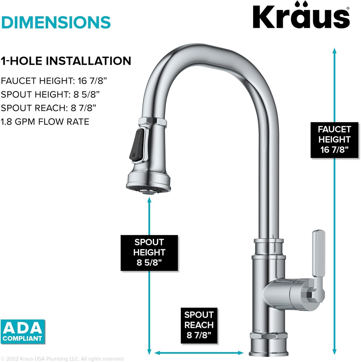 KRAUS Allyn Transitional Industrial Pull-Down Single Handle Kitchen Faucet in Chrome