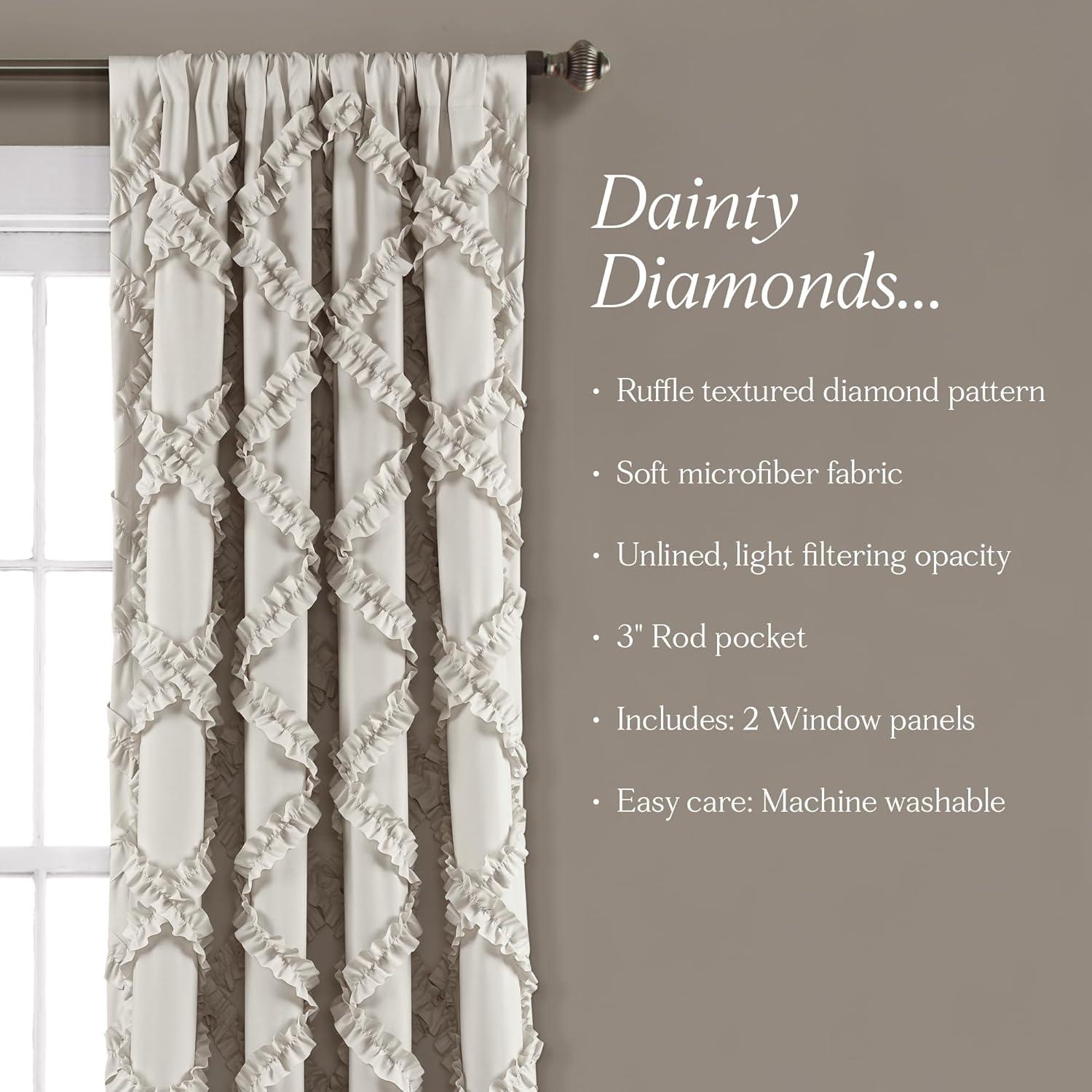 Lush Decor Ruffle Diamond Polyester Semi Sheer Curtain Pair (Set of 2)