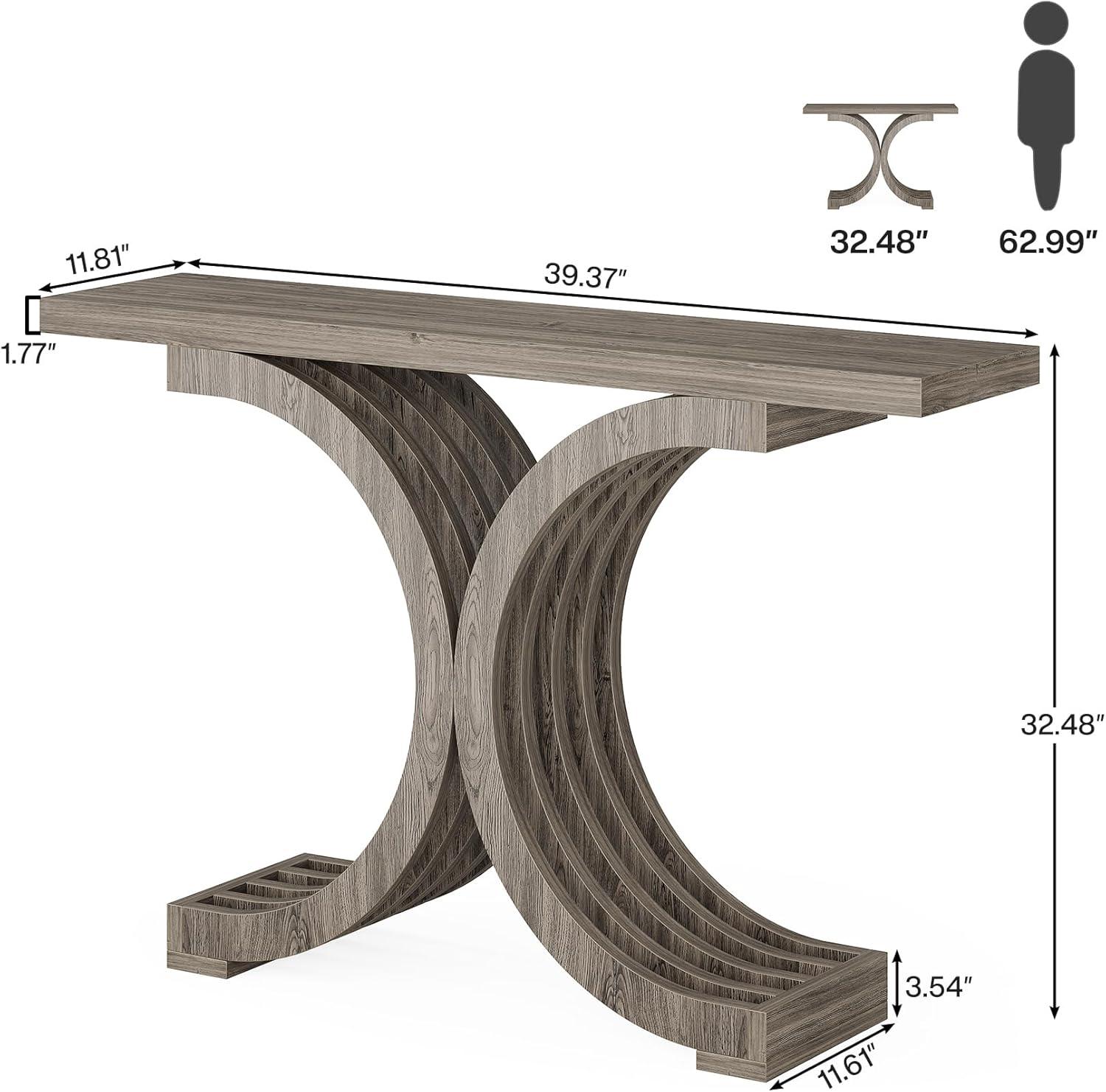 Tribesigns 39-inch Wooden Console Tables with Geometric Base