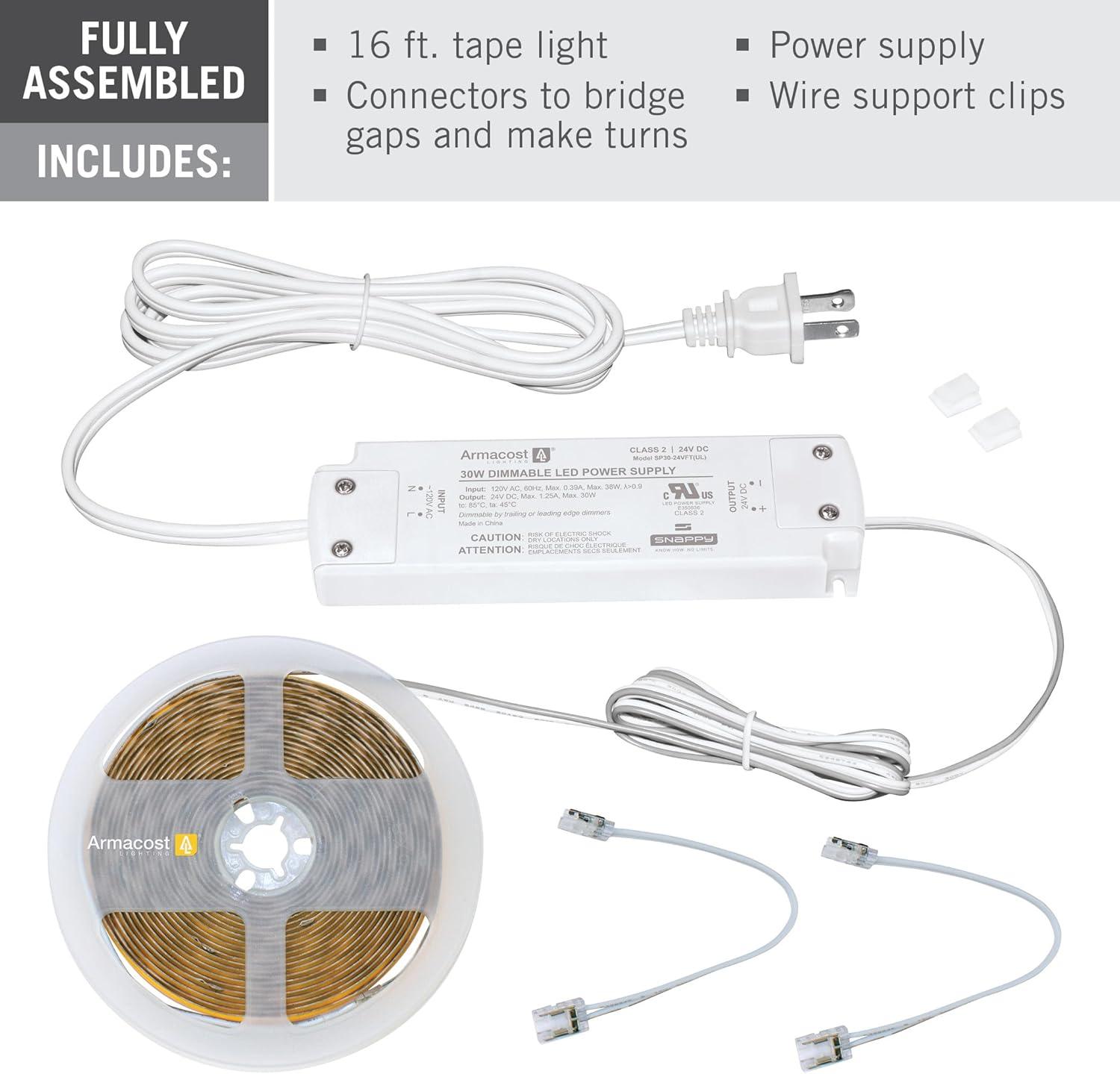 16 ft Soft White Dimmable LED Strip Light Kit