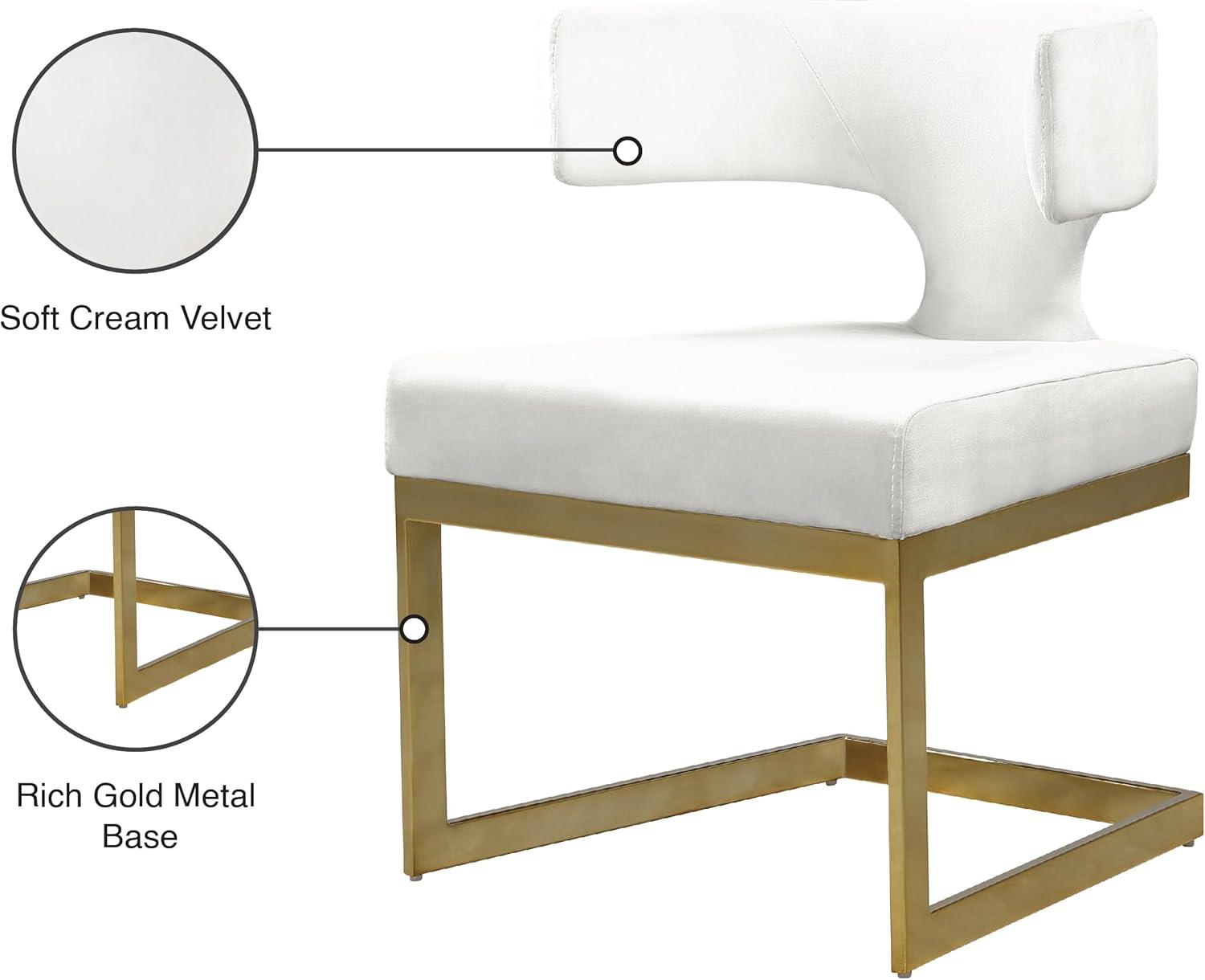 Meridian Furniture Alexandra Cream Velvet Dining Chair