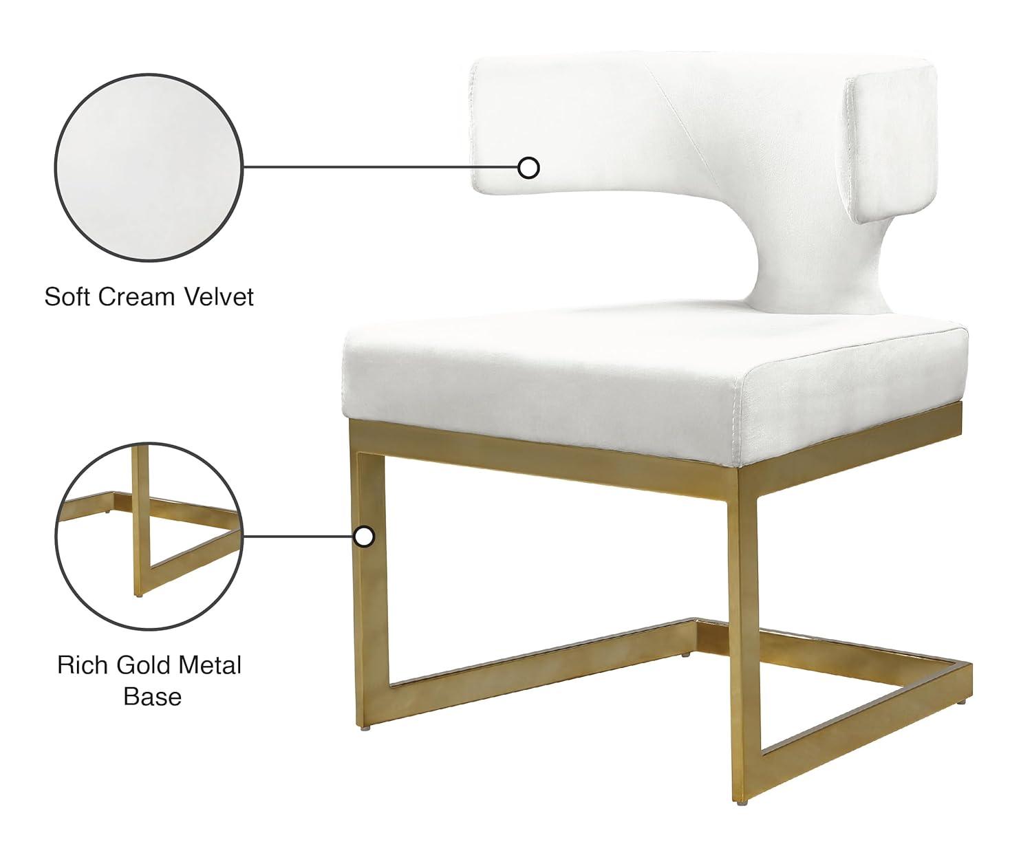 Meridian Furniture Alexandra Cream Velvet Dining Chair