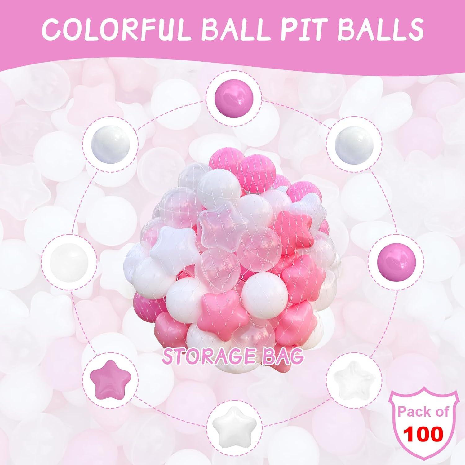 Anvazise 100Pcs Ball Pit Balls Thickened Eco-friendly Smooth Reusable Bite-resistant Hand-on Ability PE Material Macaron Color Pit Balls Kindergarten Toy