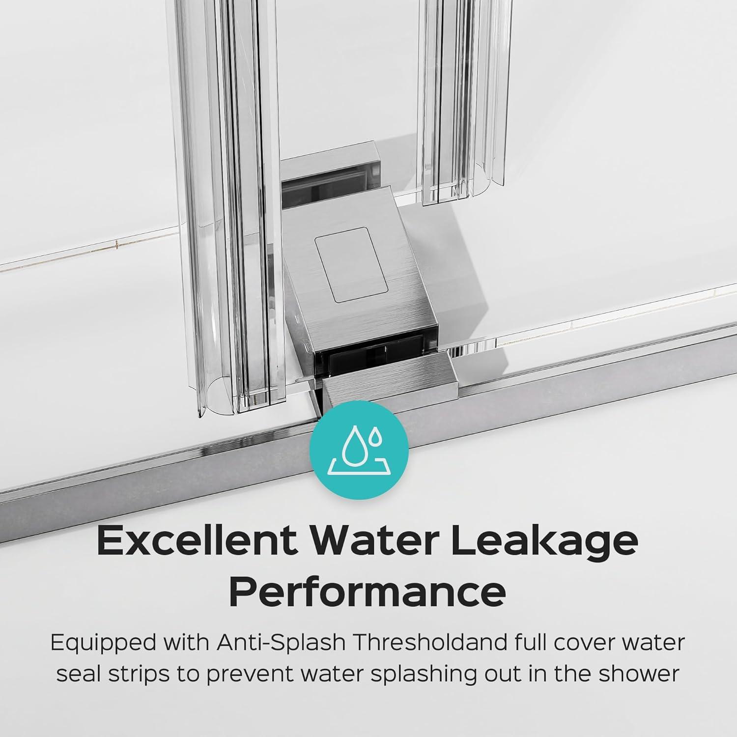 LILI 56-60"W x 76"H Dual Sliding Shower Door, Modern Style AADSH5676LL