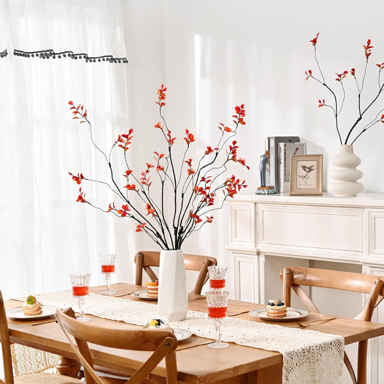 3pcs Artificial Ficus Branches - Lifelike Greenery for Vase | Faux Eucalyptus Banyan Twig Plants for Home, Wedding & Office Decor -