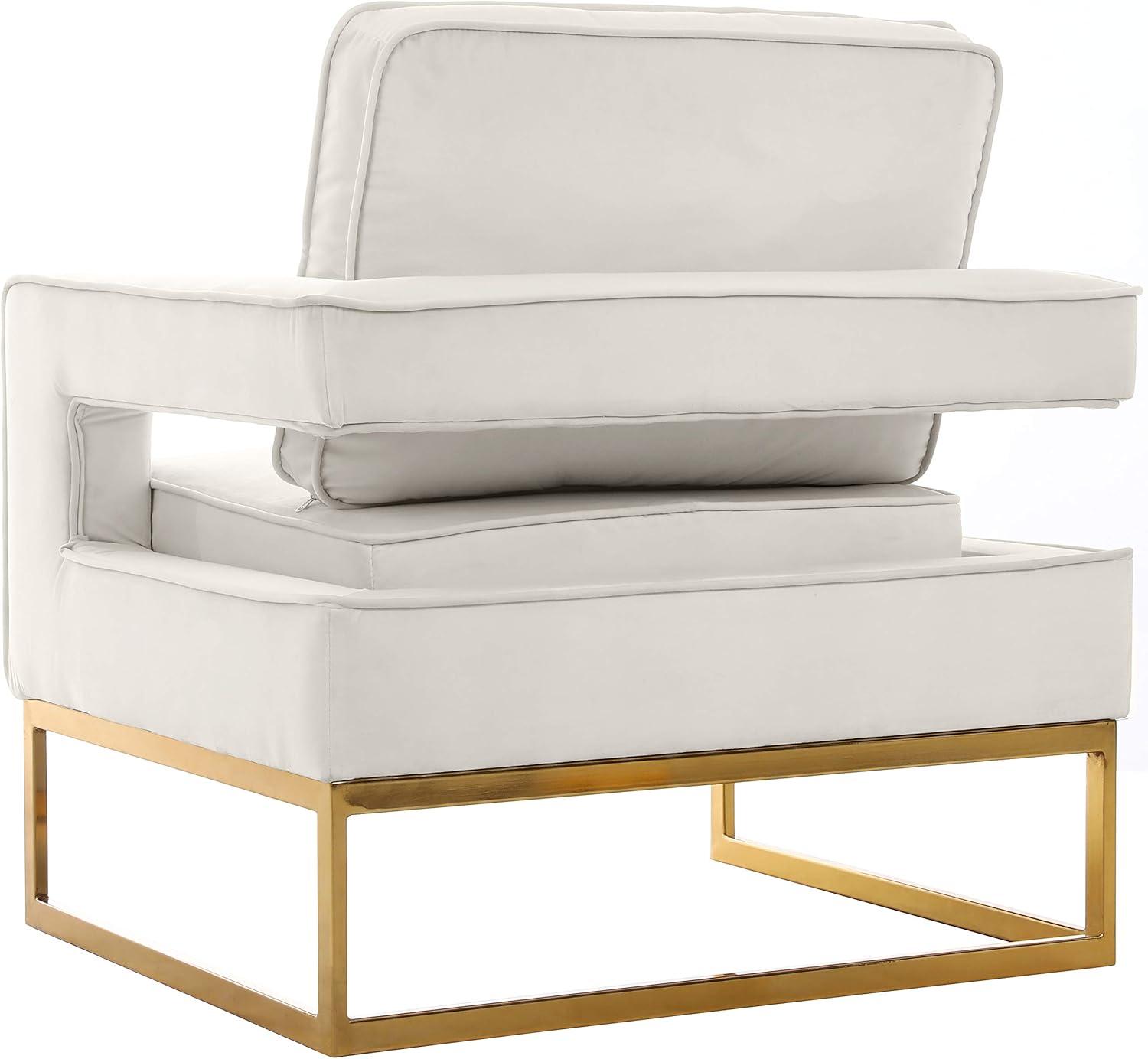 Meridian Furniture Noah Cream Velvet Accent Chair with Gold Iron Base