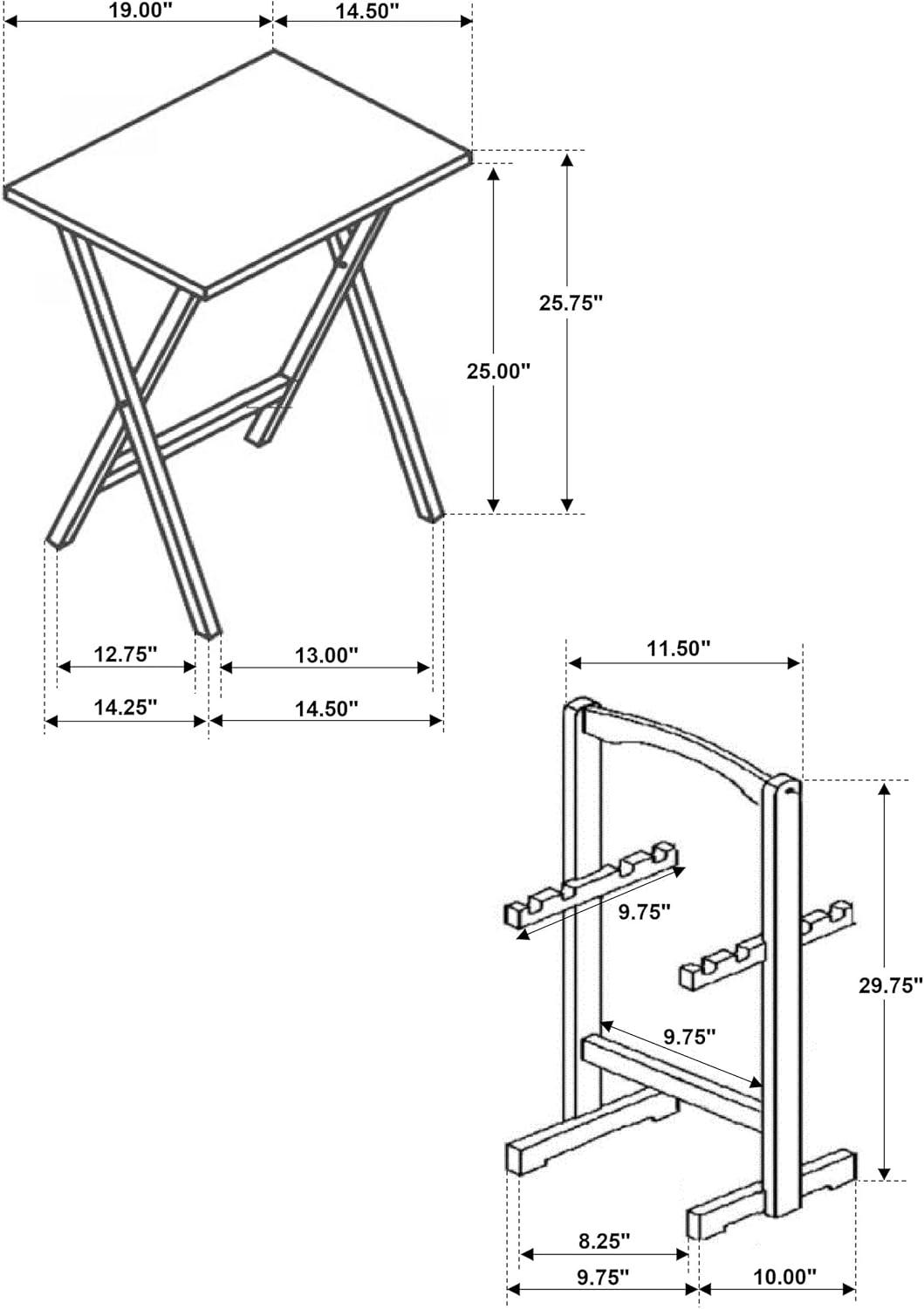 Set of 4 Oak Finish Solid Wood TV Dinner Tray Tables