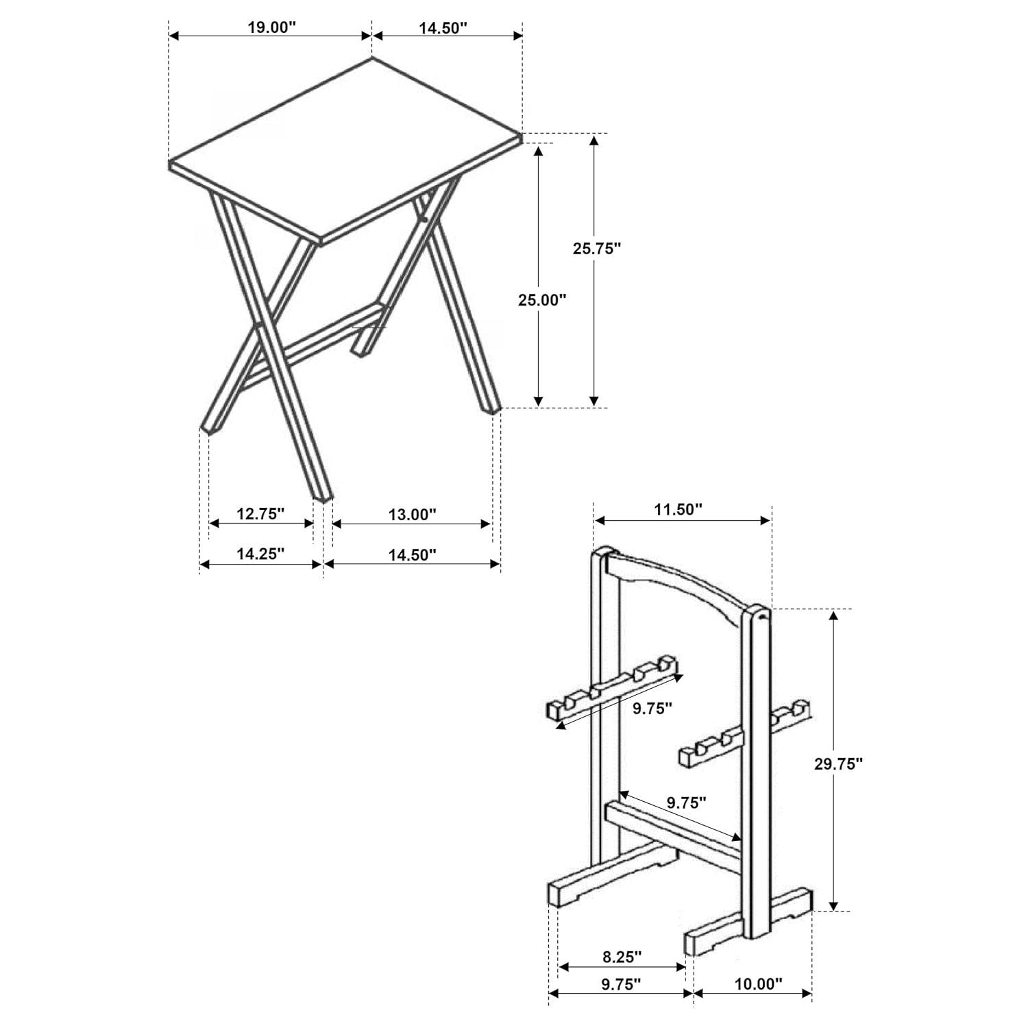 Set of 4 Oak Finish Solid Wood TV Dinner Tray Tables