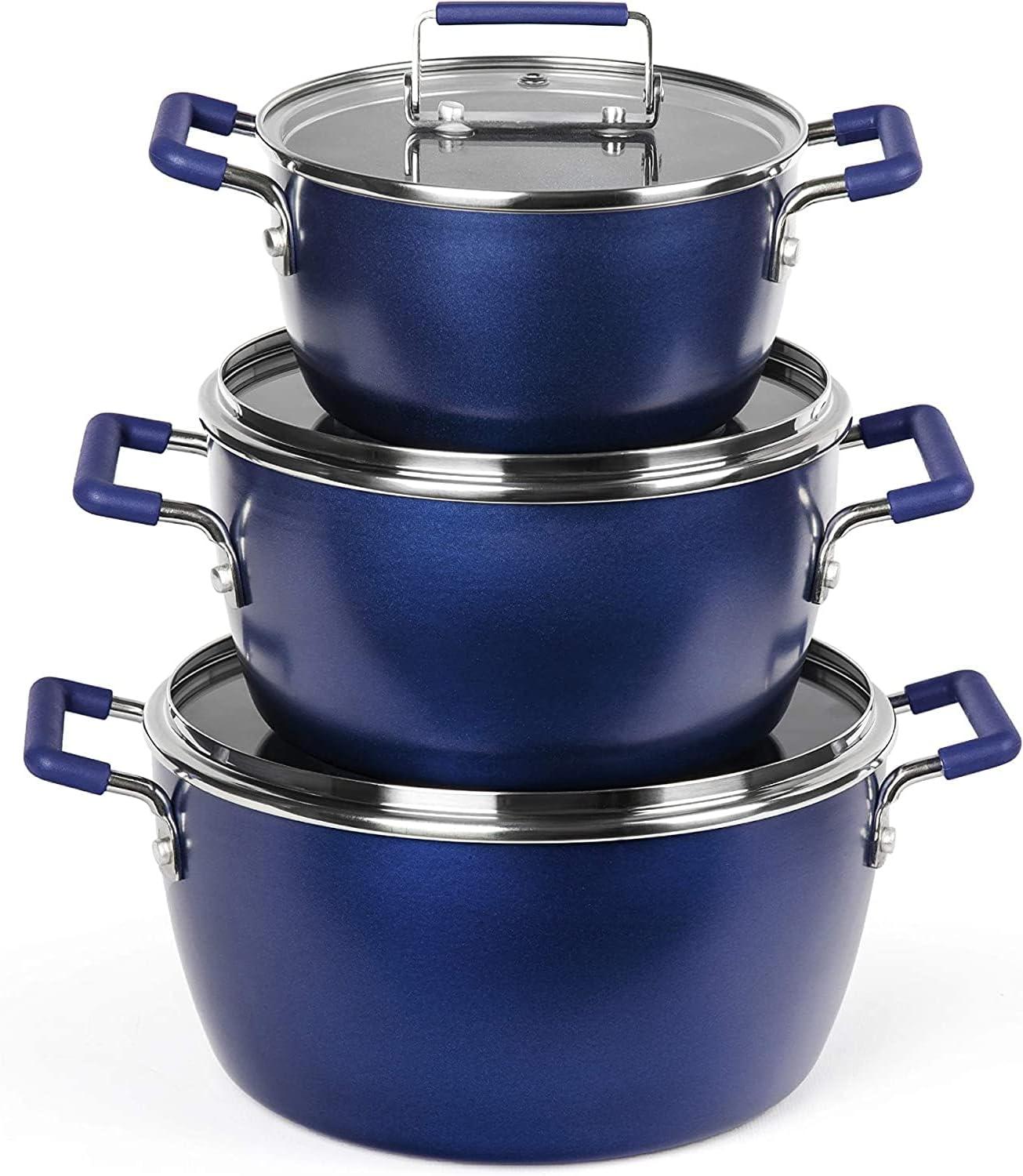 Granitestone Granitestone 6 Piece Stackable Nonstick Nesting Pots with Lids, Dishwasher Safe