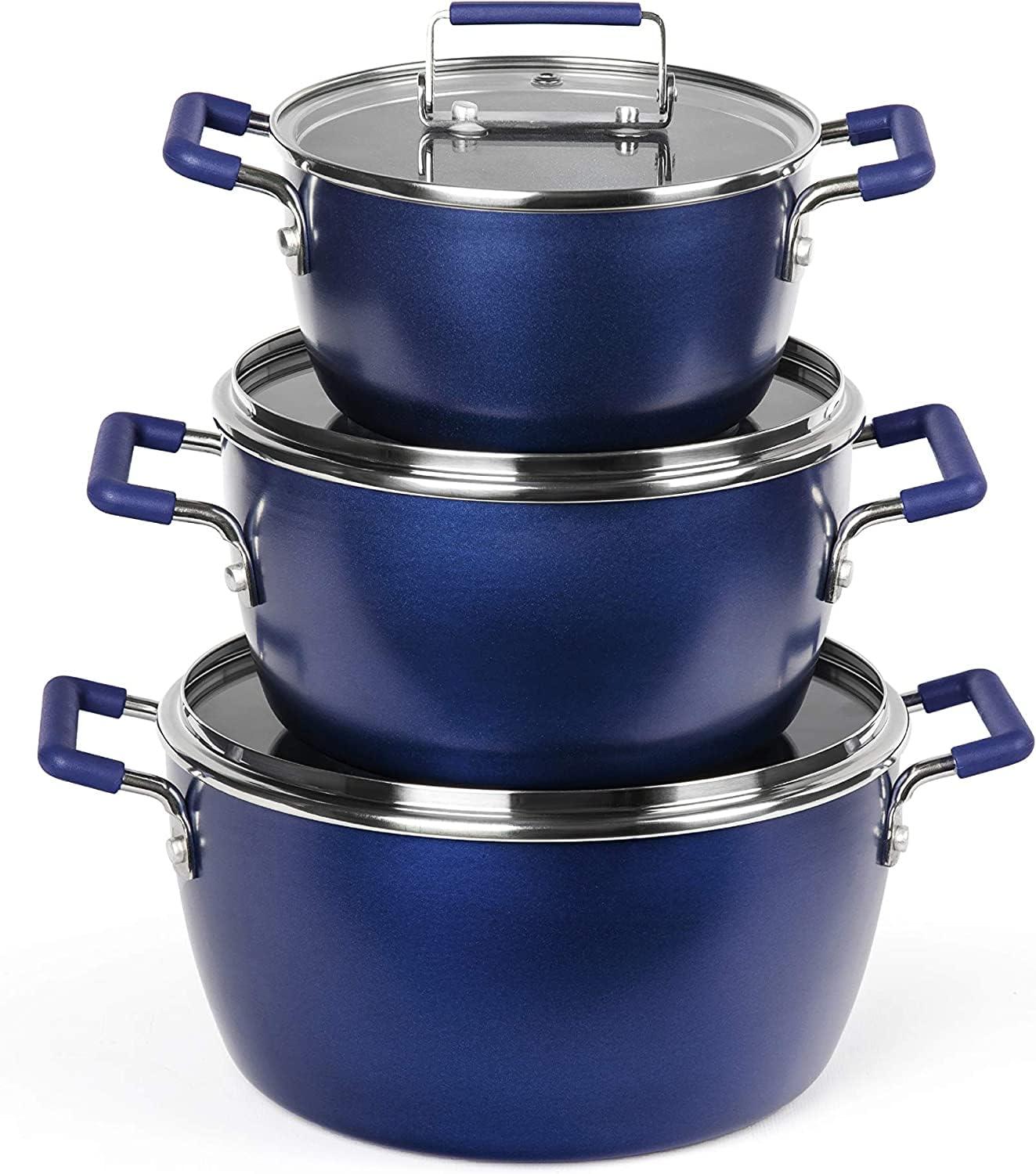 Granitestone Granitestone 6 Piece Stackable Nonstick Nesting Pots with Lids, Dishwasher Safe