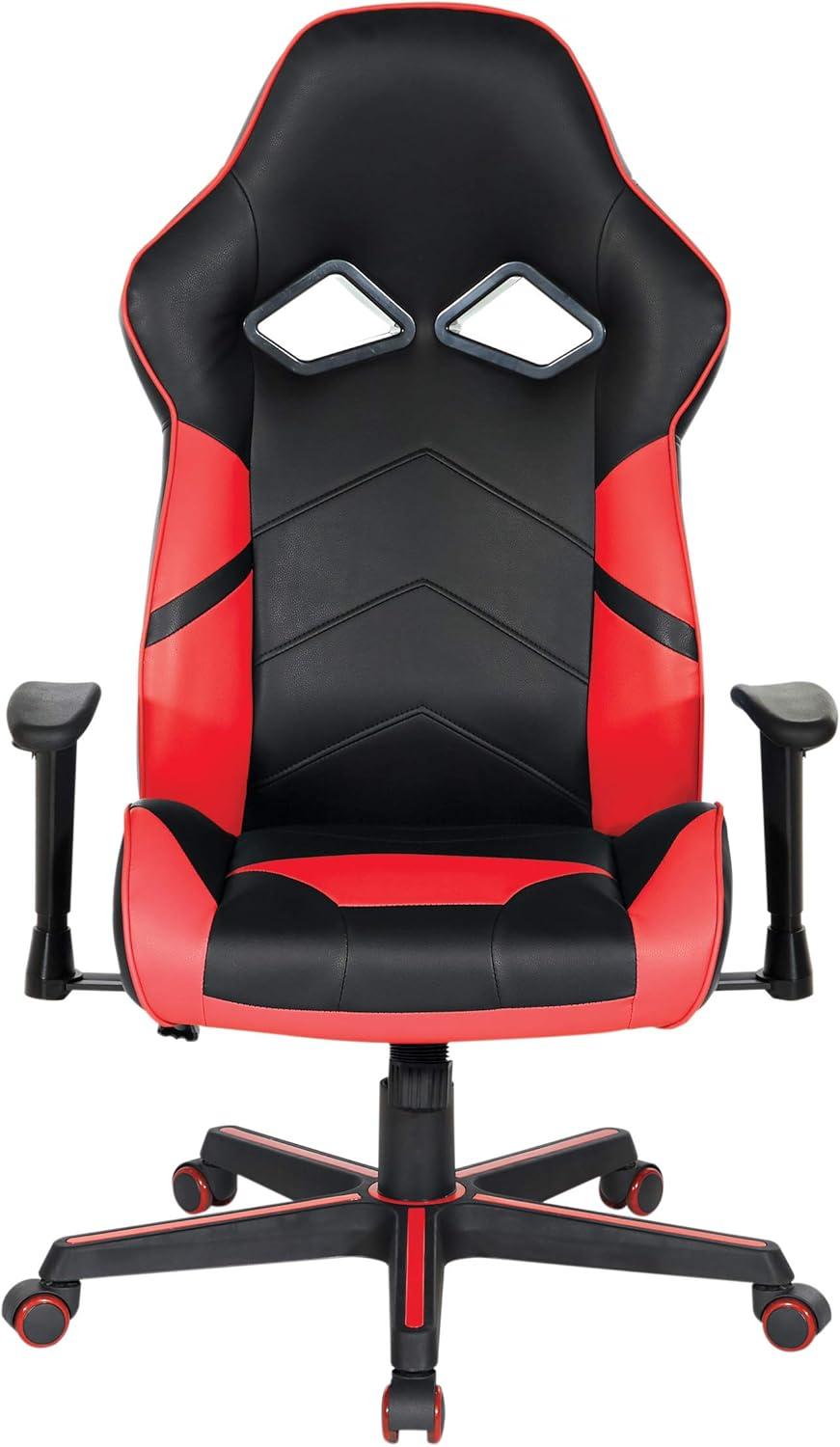 Vapor Gaming Chair in Black Faux Leather with Red Accents