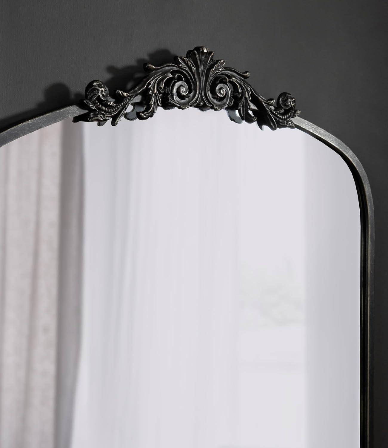 Kate & Laurel All Things Decor 28"x30" Arendahl Traditional Arch Mirror Black: Baroque-Inspired, No Assembly Required