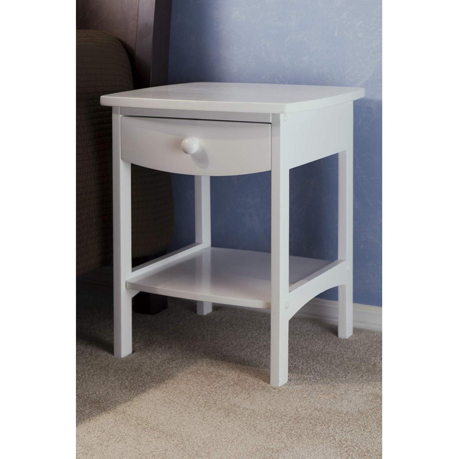 Claire Accent Table White - Winsome: Wood Composite Nightstand with Drawer & Shelf, Spot Clean