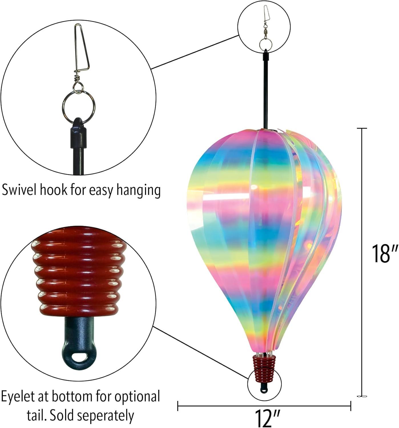 Rainbow Iridescent Mylar Hot Air Balloon Wind Spinner