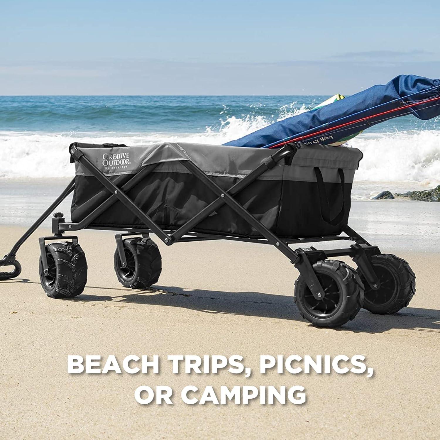 Wagonsrus Creative Outdoor Collapsible Folding Wagon, All-Terrain, Black