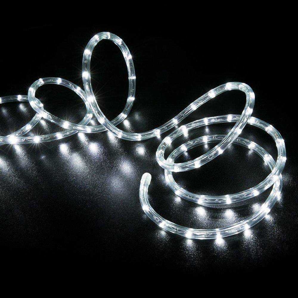 West Ivory 1656LEDs, Luz de Cuerda LED Blanca Fría de 150 Pies, Iluminación Exterior Decorativa Impermeable Permanente Conectable para Exteriores, Estuche de PVC, Certificado ETL, para Vacaciones, Patio Trasero, Jardín Casero, Decorativo