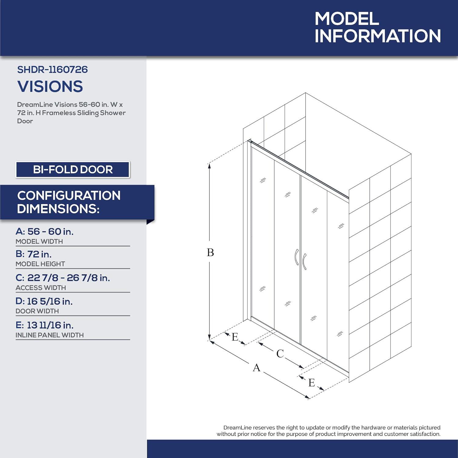 Visions 60" x 36" x 76.75" Frameless Shower Enclosures