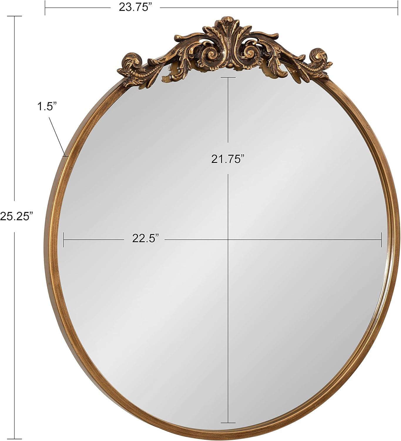 Kate and Laurel Arendahl Metal Round Mirror, 24" Diameter, Gold