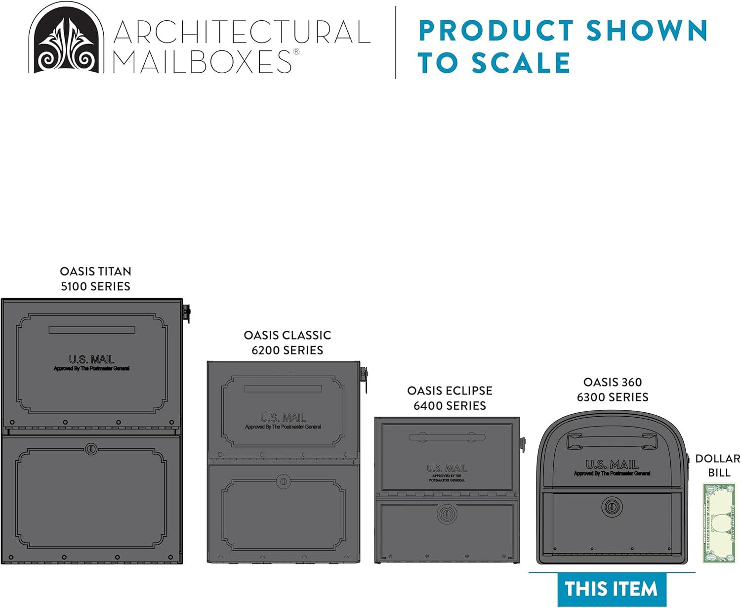 Architectural Mailboxes 6300 Oasis 360 Post Mount Locking Drop Mailbox - Black