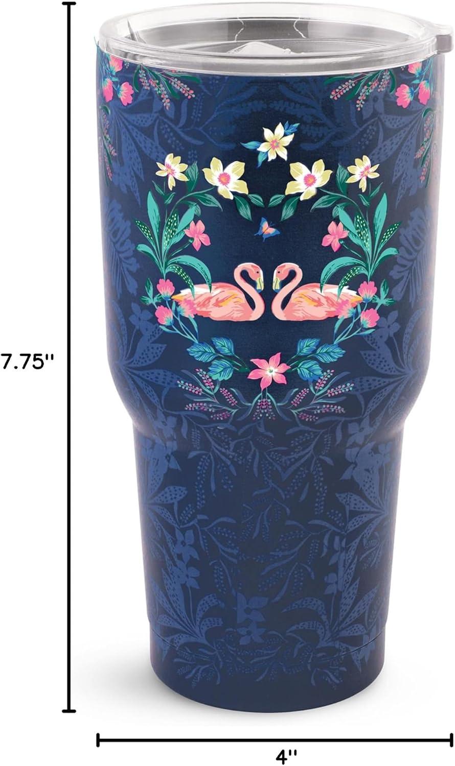 Flamingo Garden 28 oz Stainless Steel Travel Tumbler with Sliding Lid