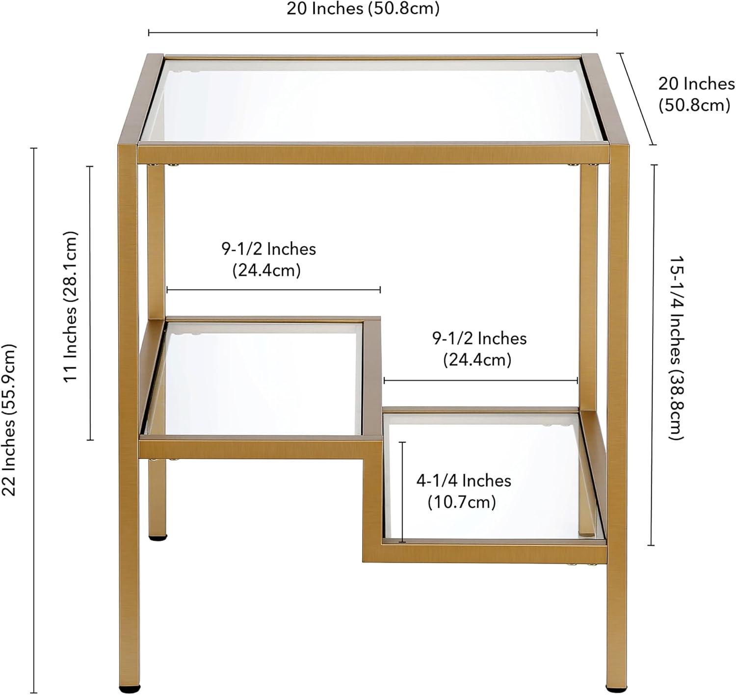 Evelyn&Zoe Lovett 20" Wide Square Side Table, Brass